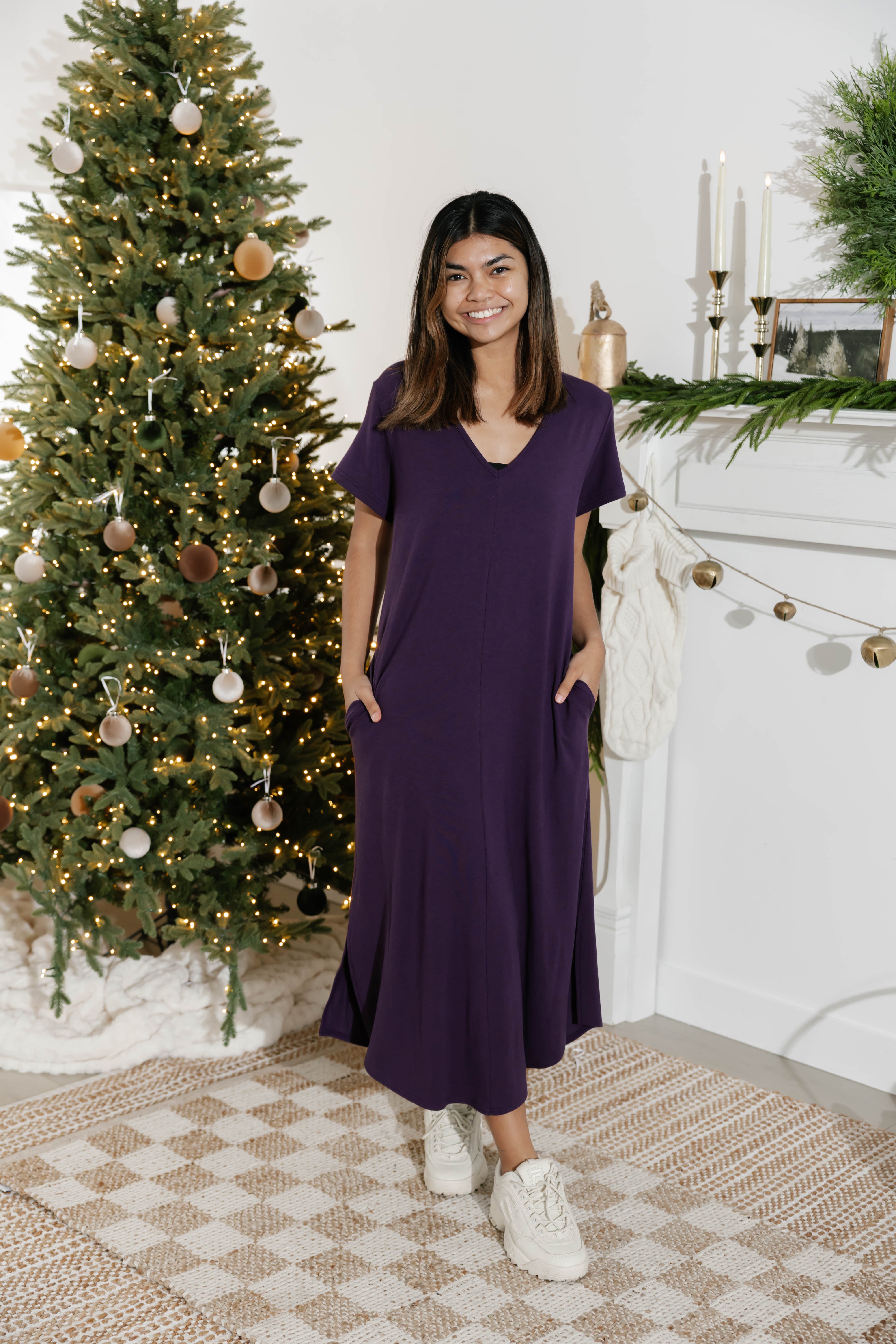Sunday Midi Dress in Plum