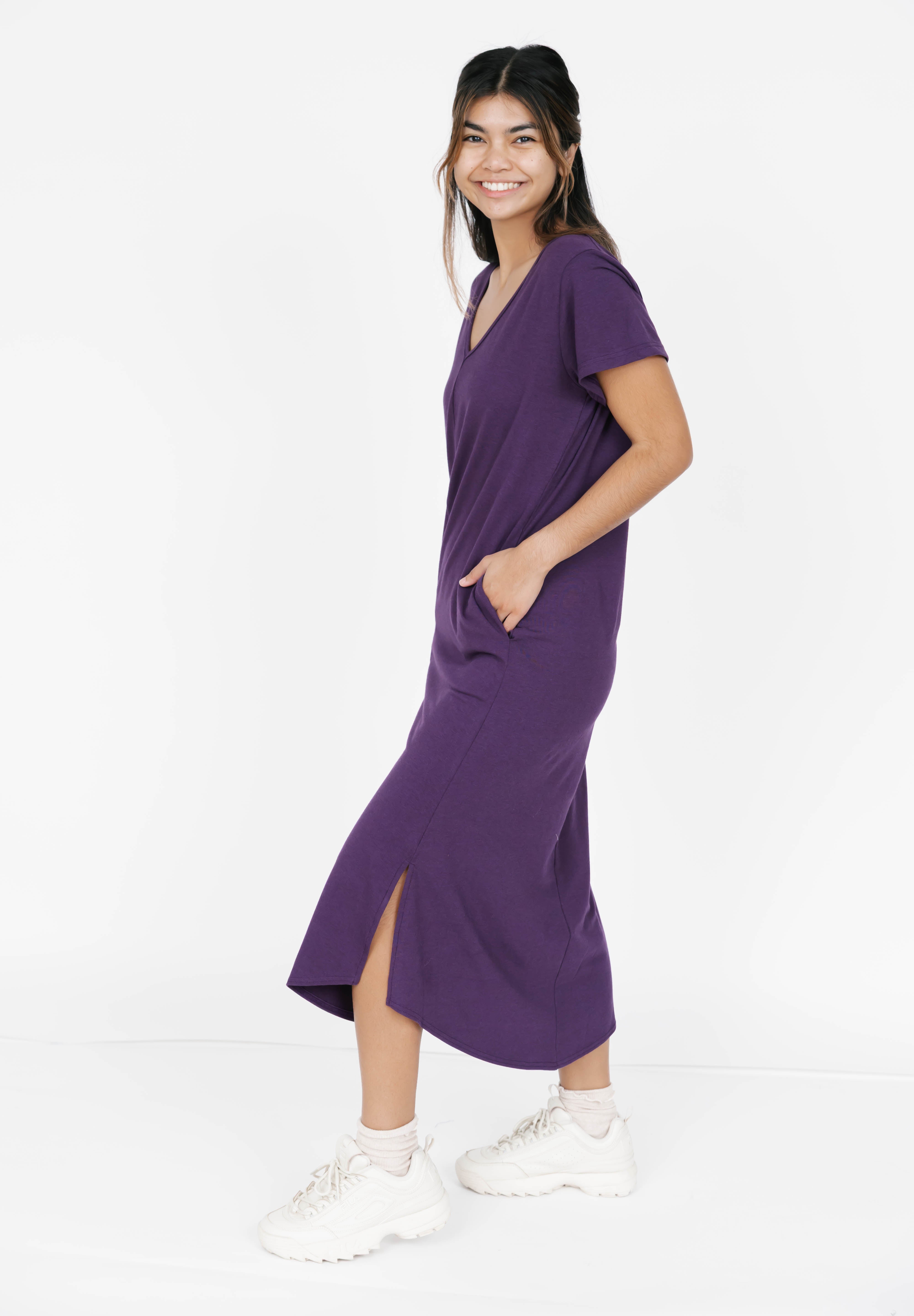 Sunday Midi Dress in Plum