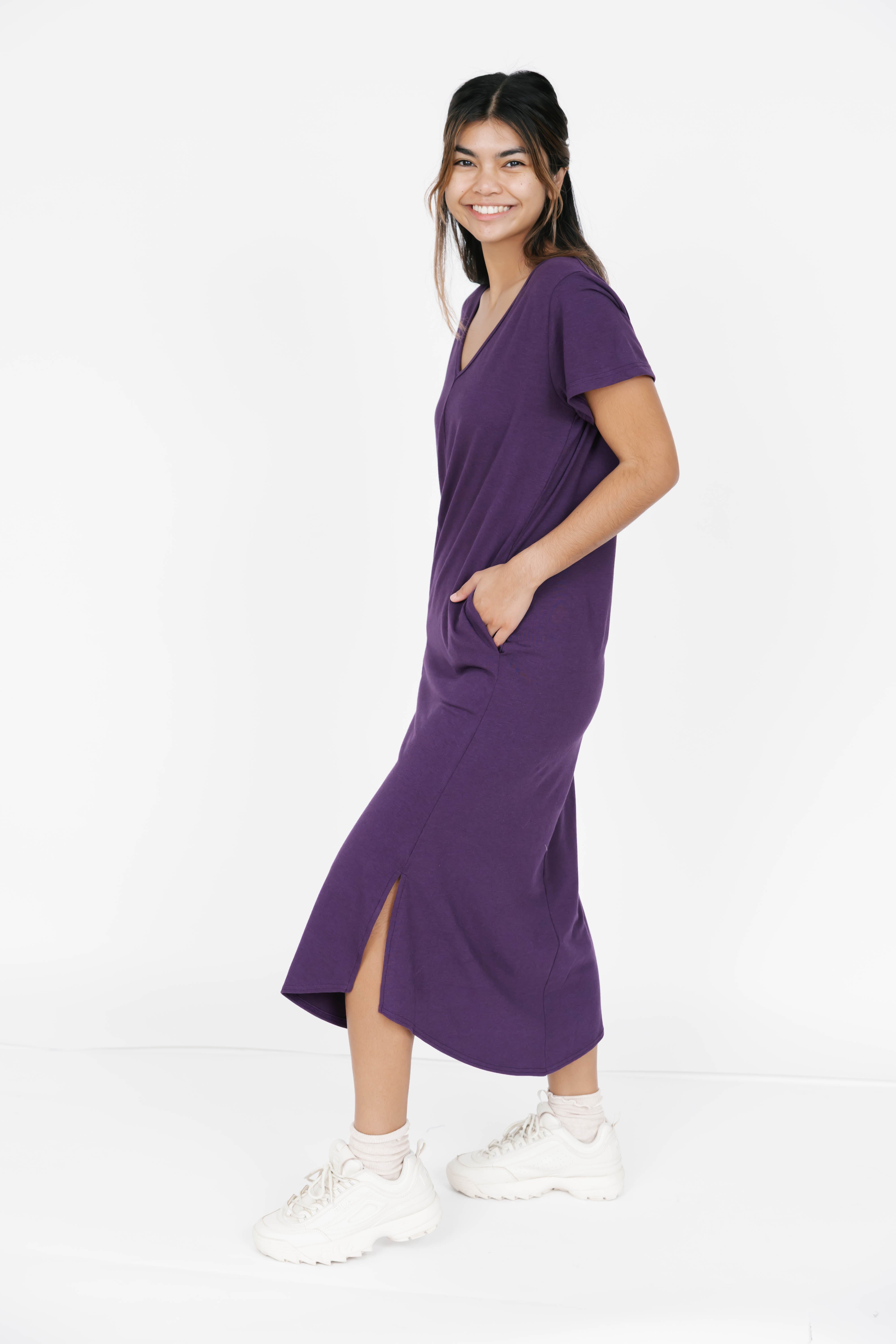 Sunday Midi Dress in Plum
