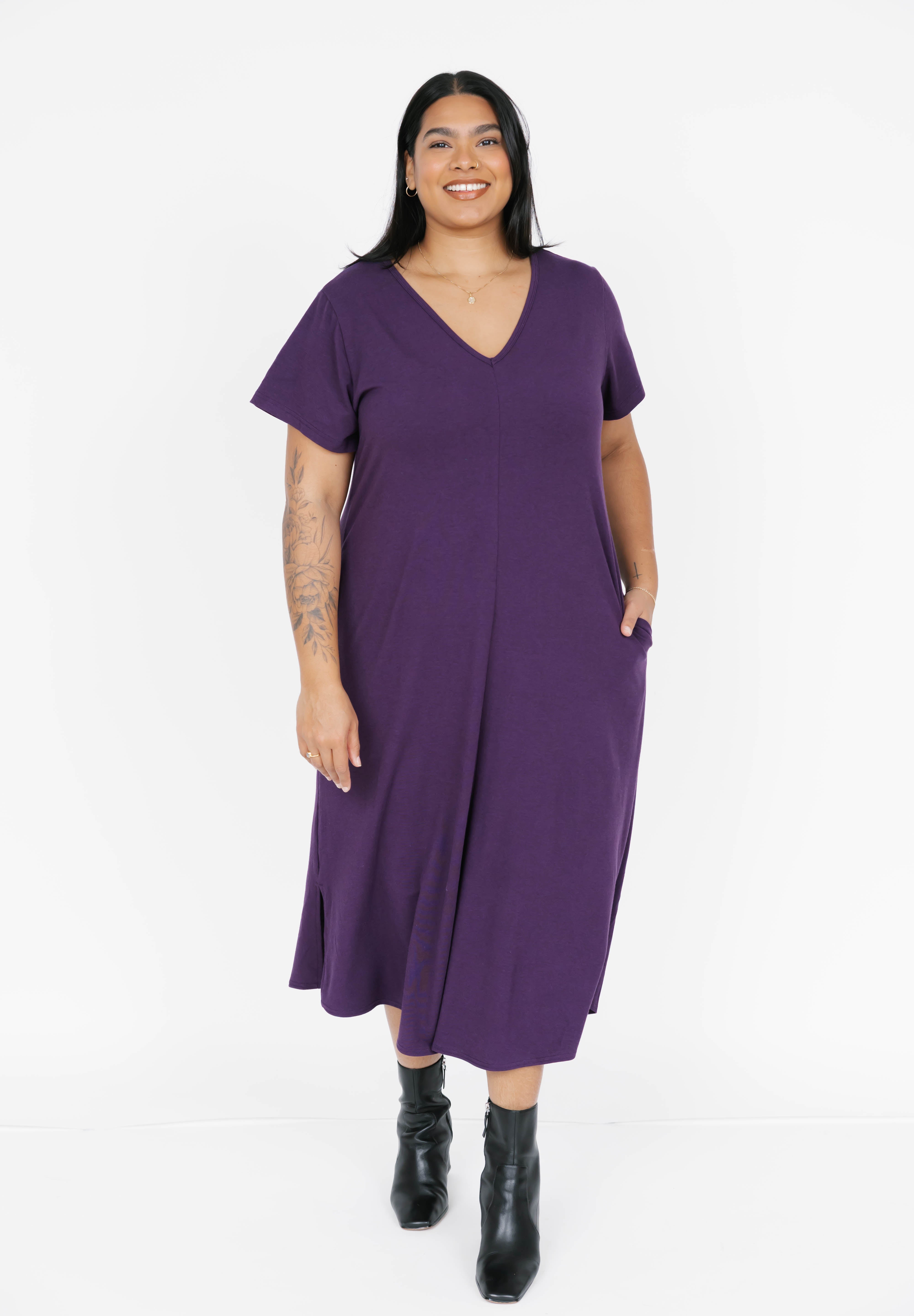 Sunday Midi Dress in Plum