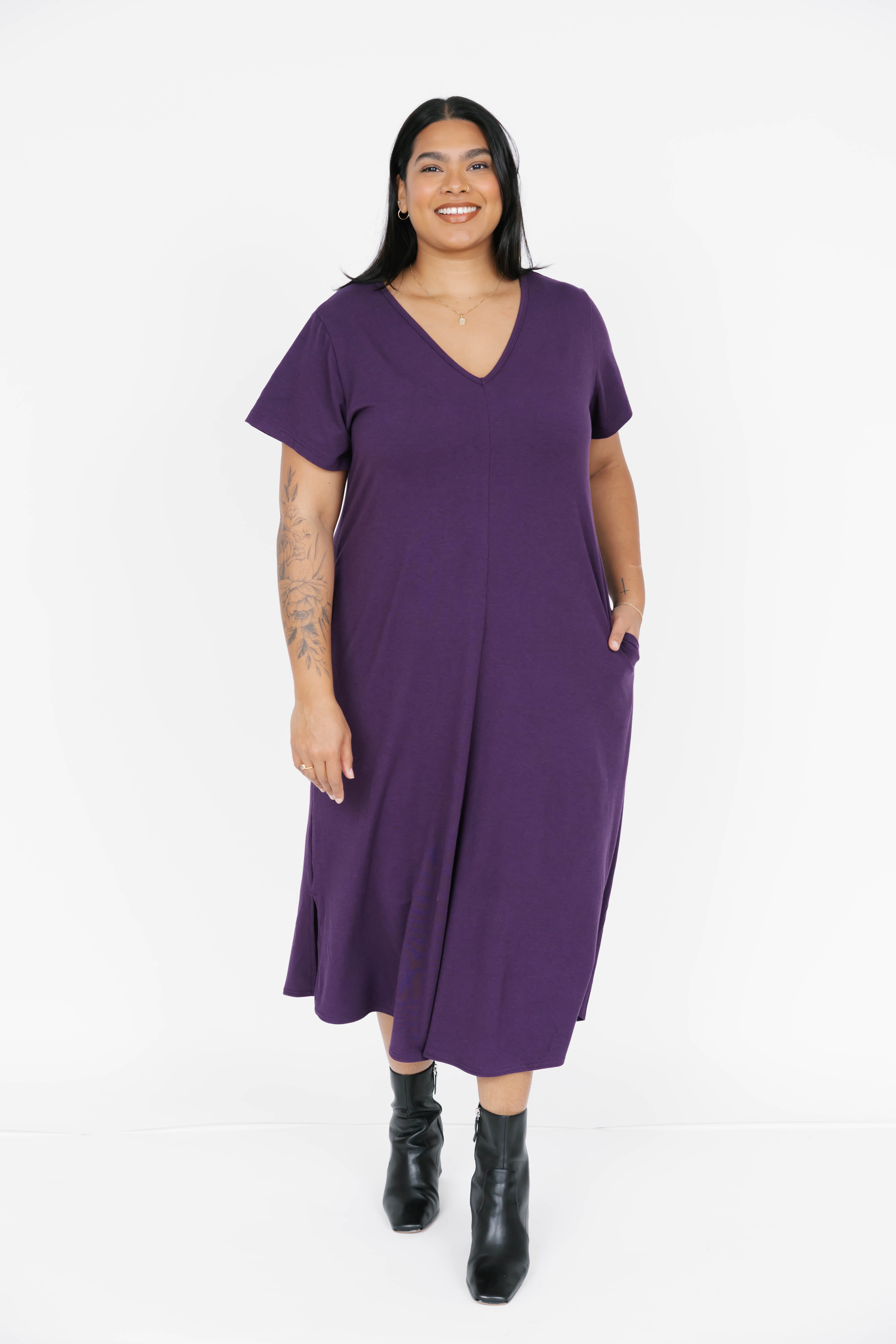 Sunday Midi Dress in Plum
