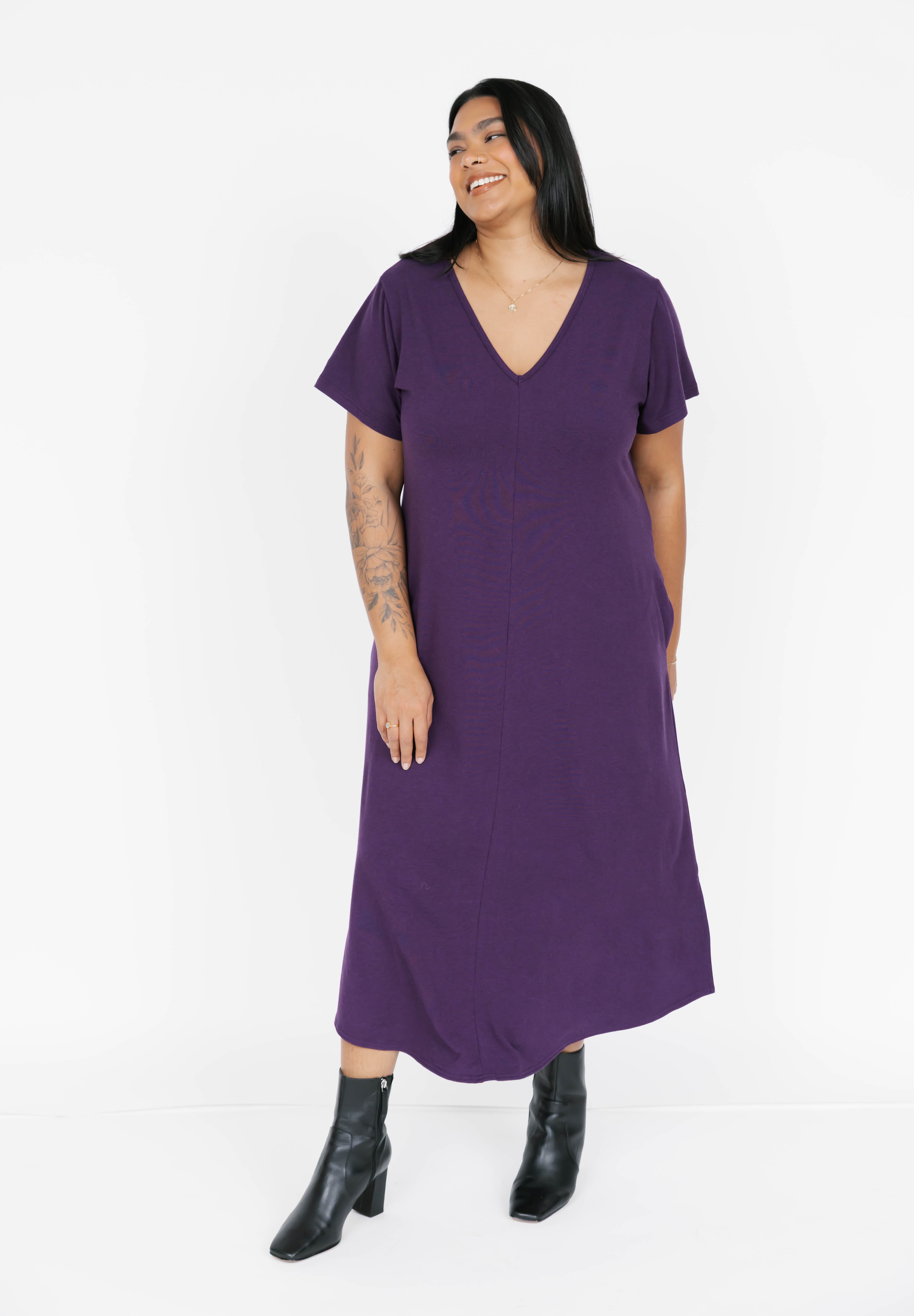 Sunday Midi Dress in Plum
