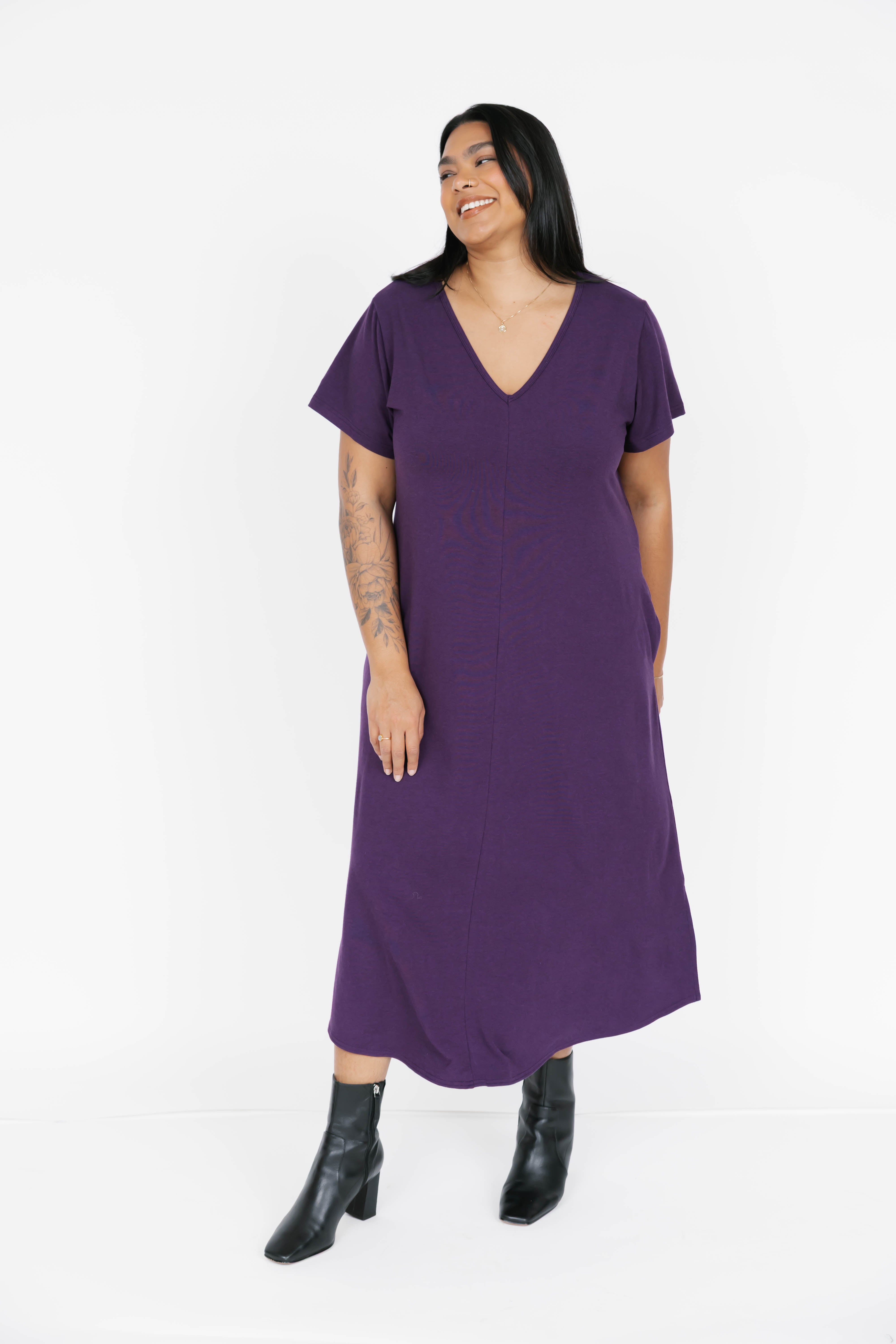 Sunday Midi Dress in Plum