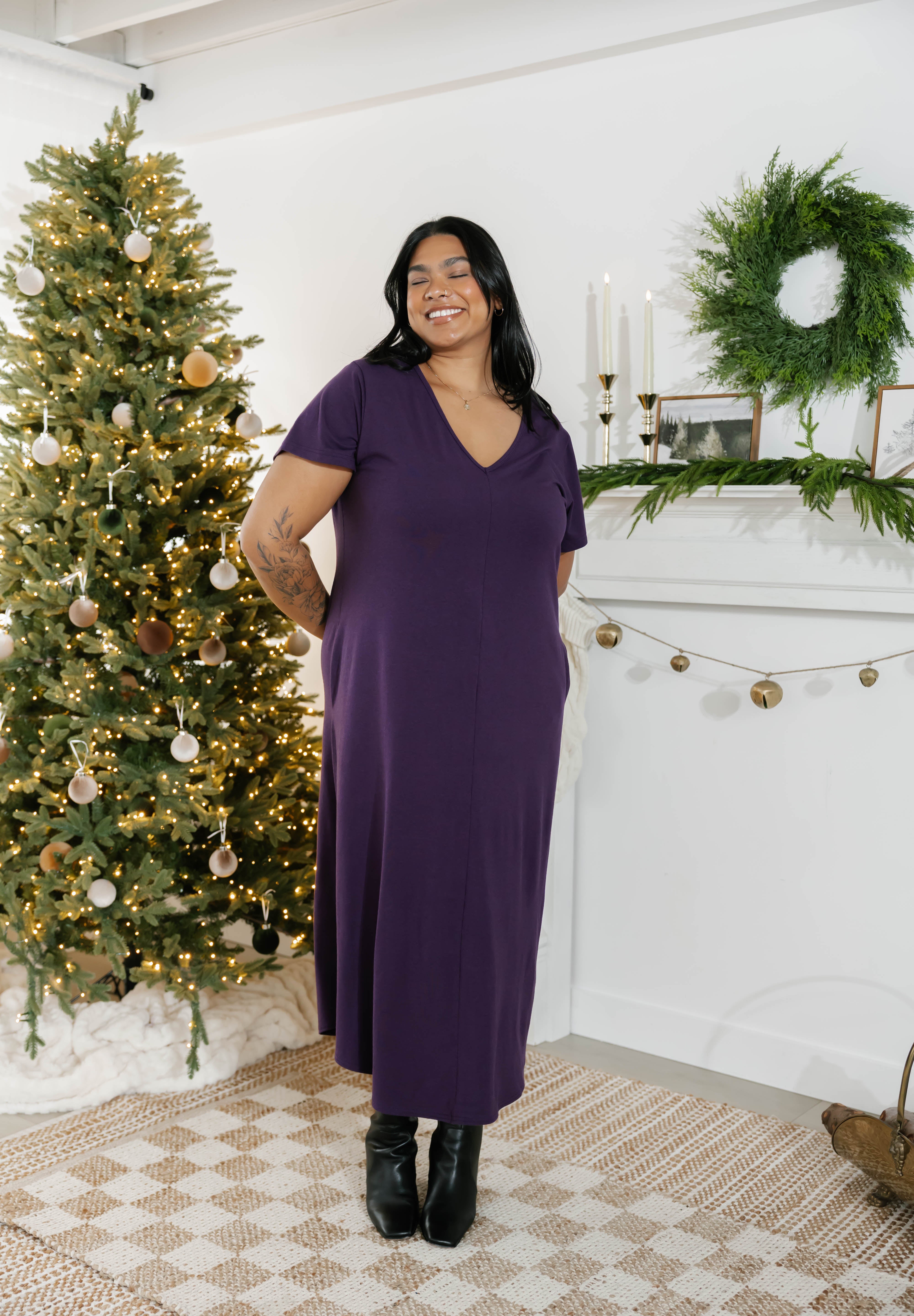 Sunday Midi Dress in Plum