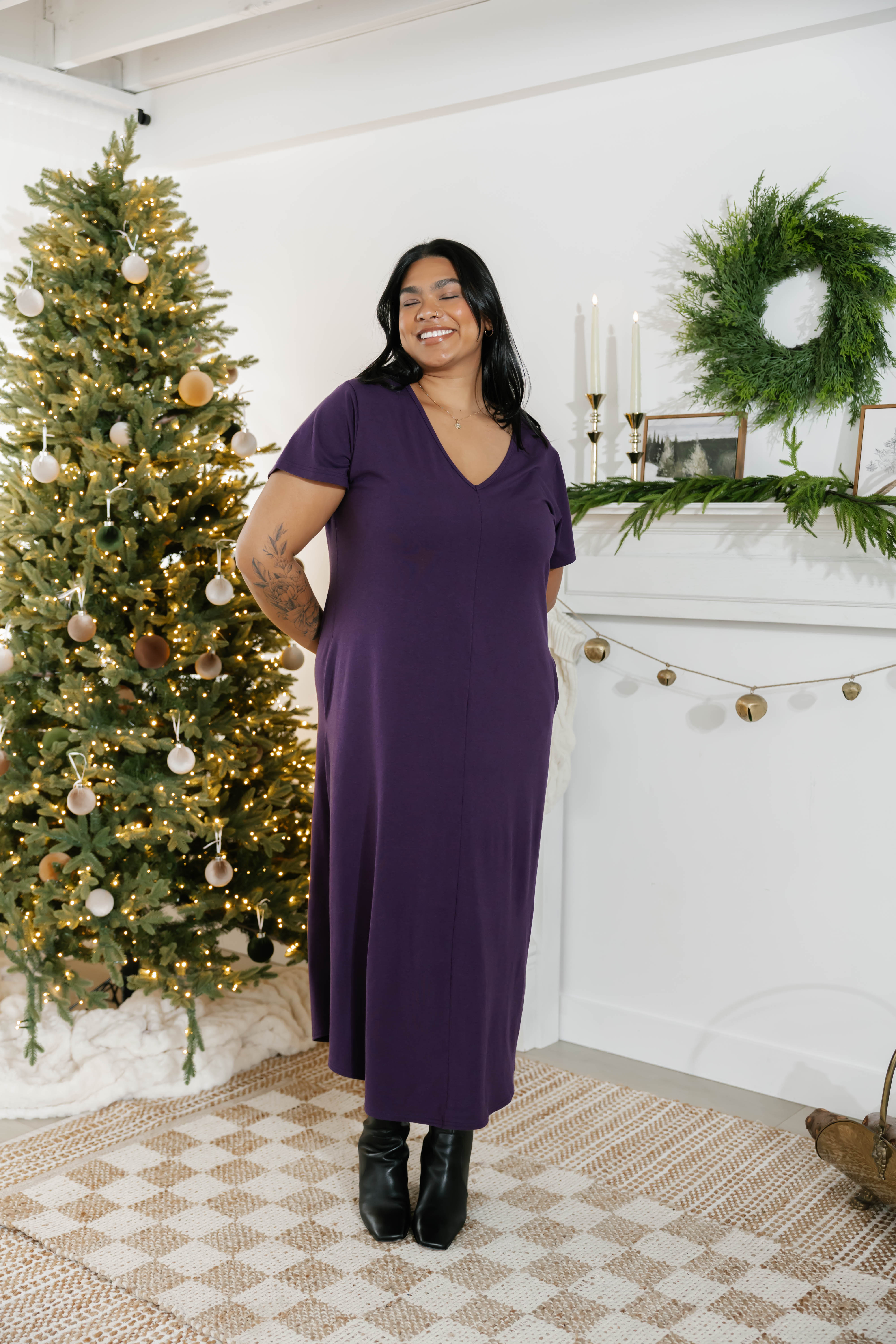 Sunday Midi Dress in Plum