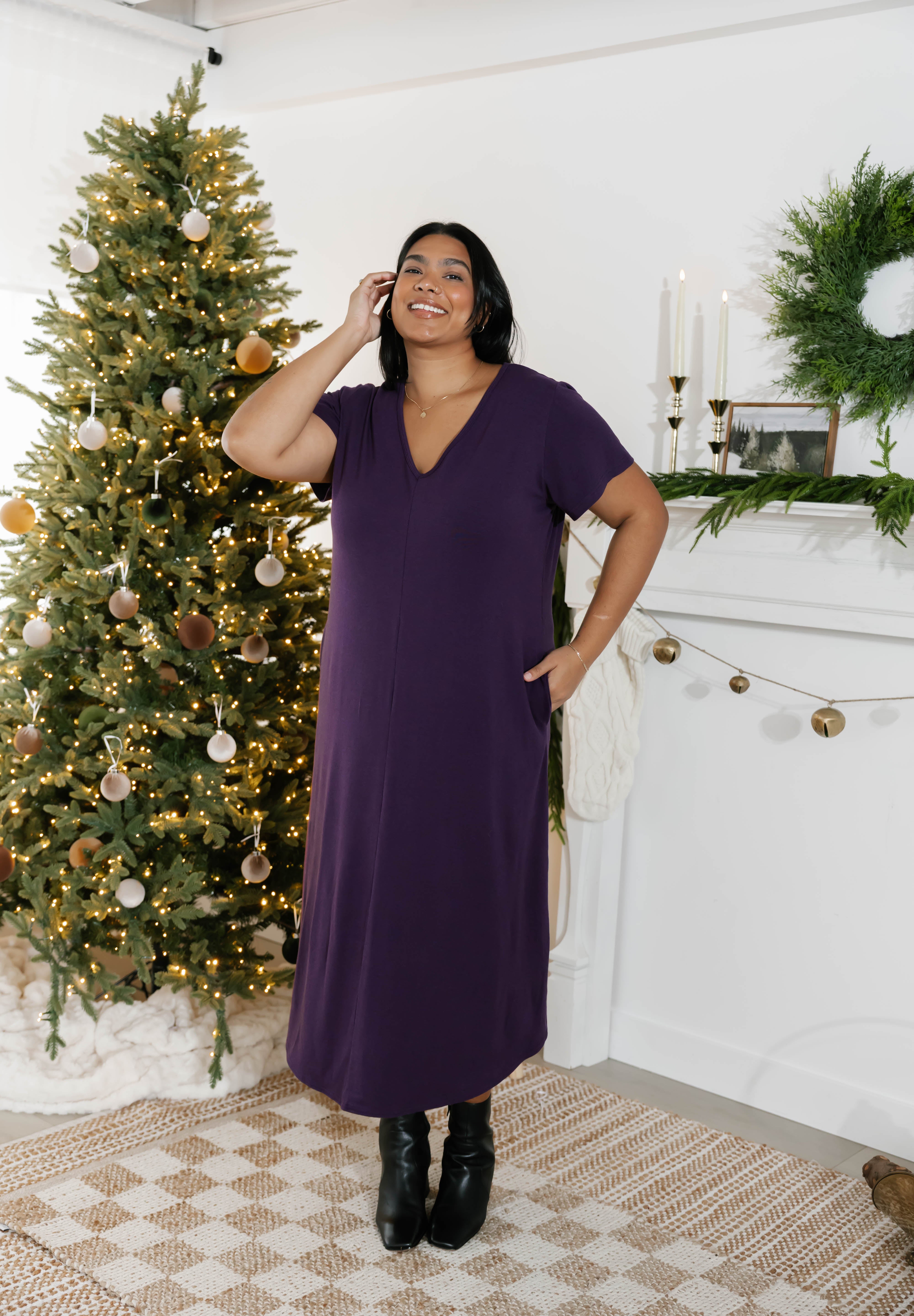 Sunday Midi Dress in Plum