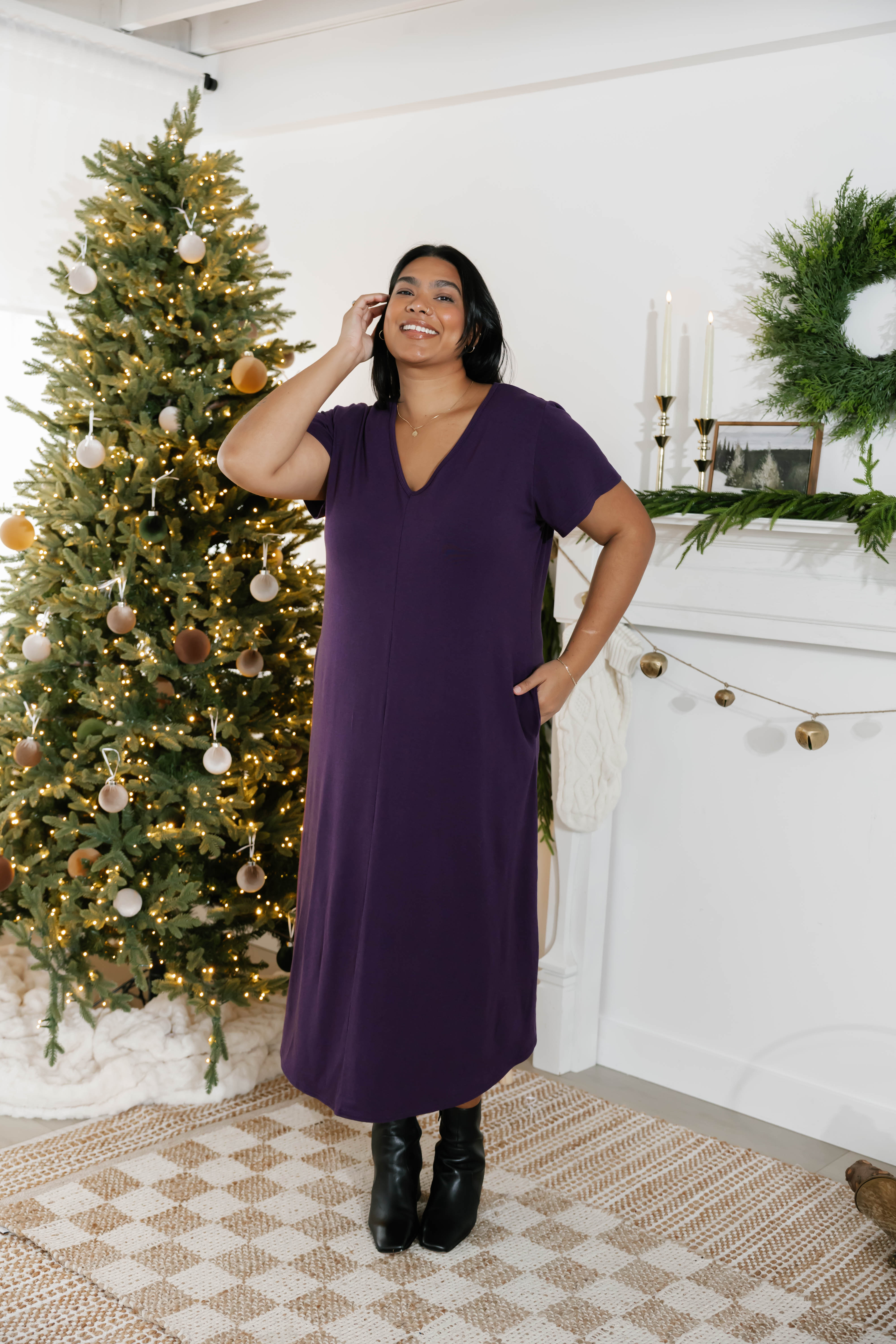 Sunday Midi Dress in Plum
