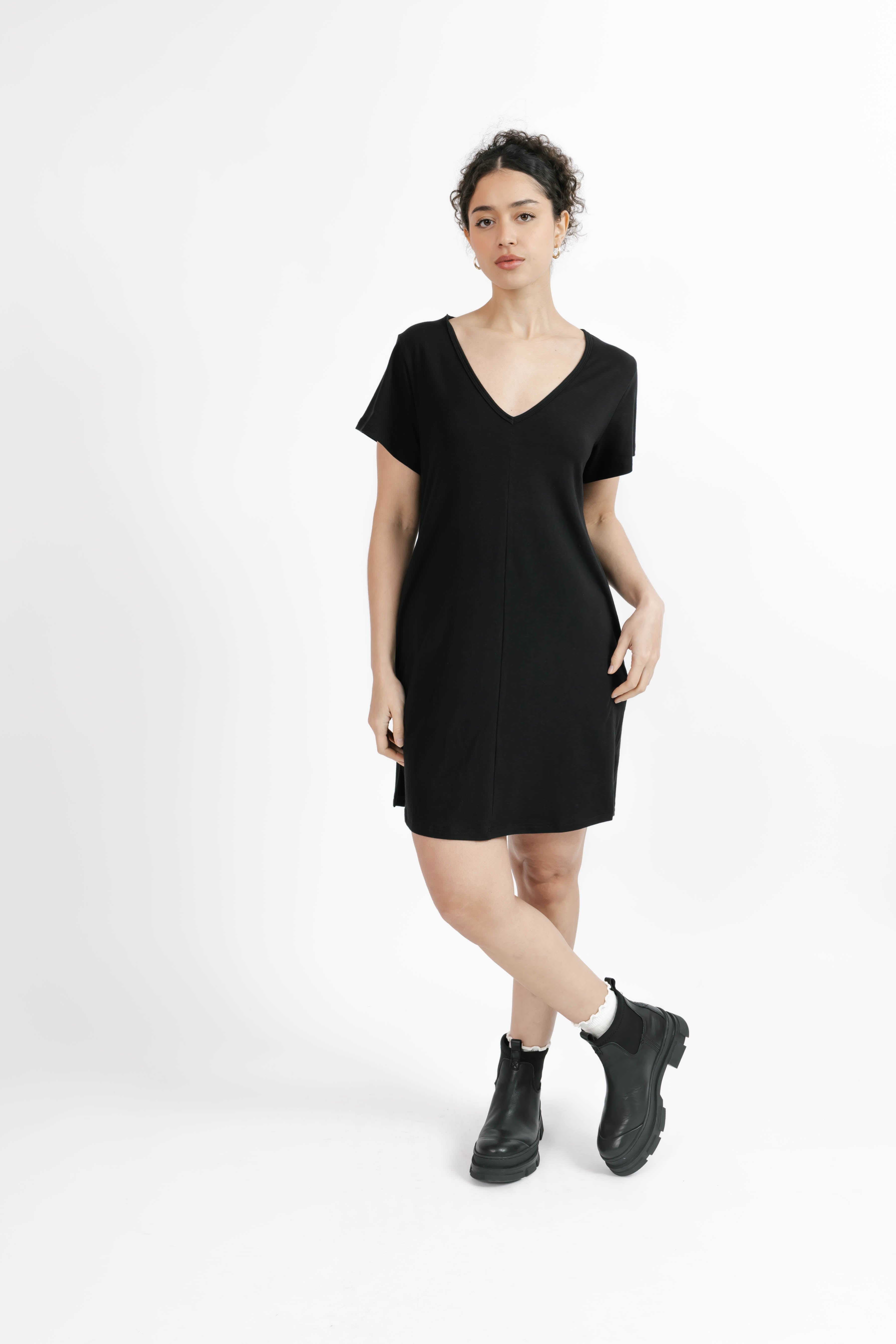 Sunday Shorty Dress in Midnight Black