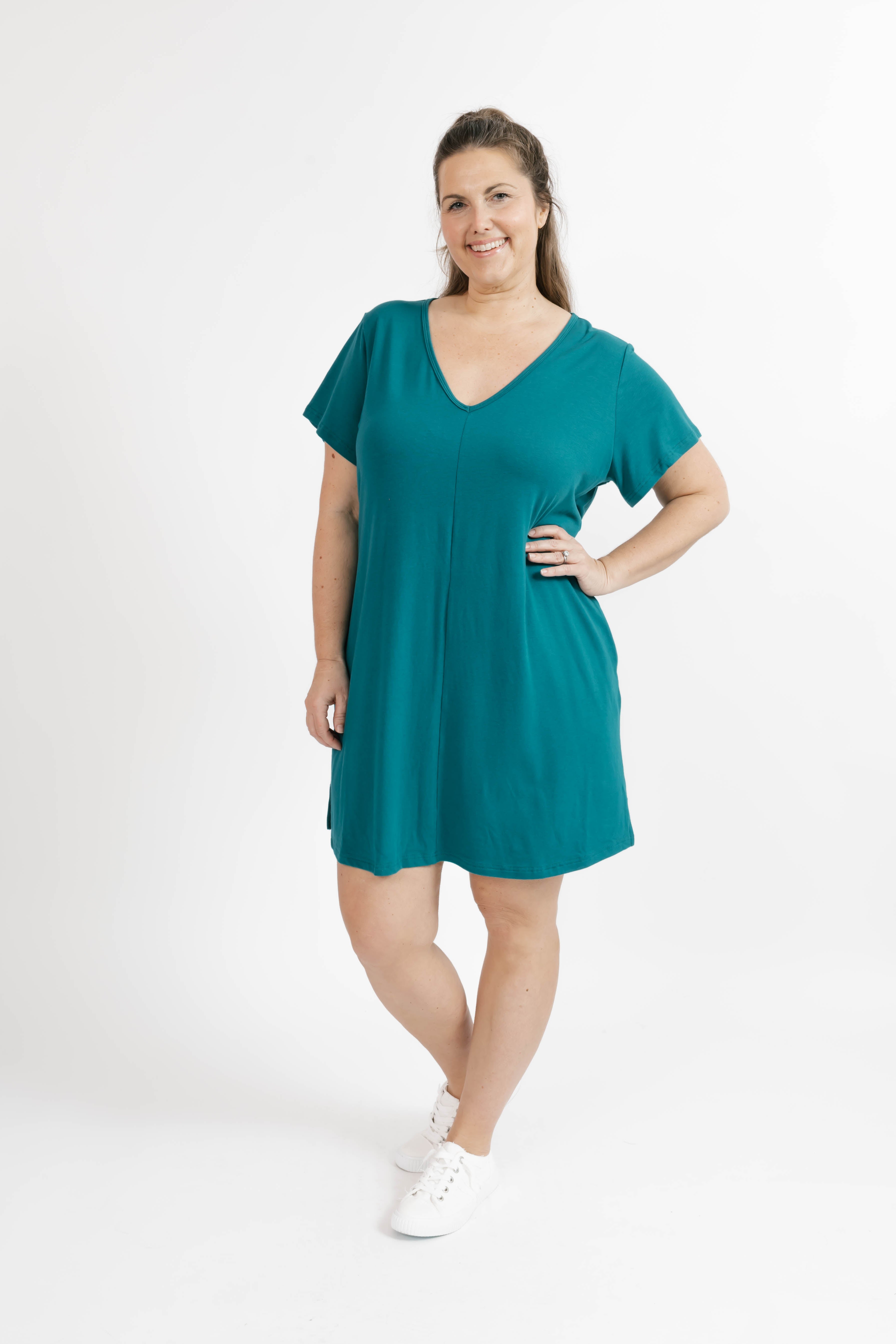 Sunday Shorty Dress in Peacock Green