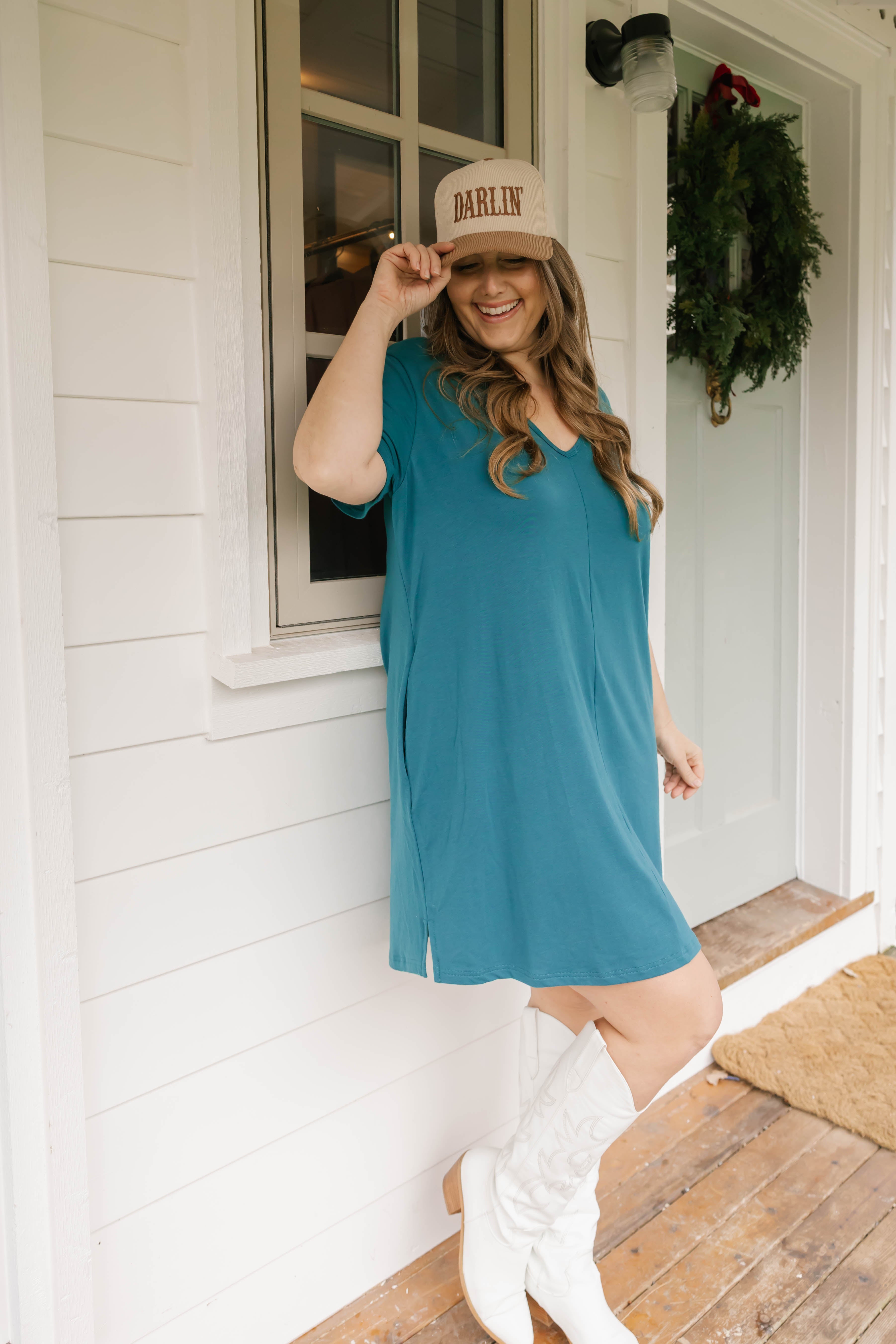 Sunday Shorty Dress in Peacock Green