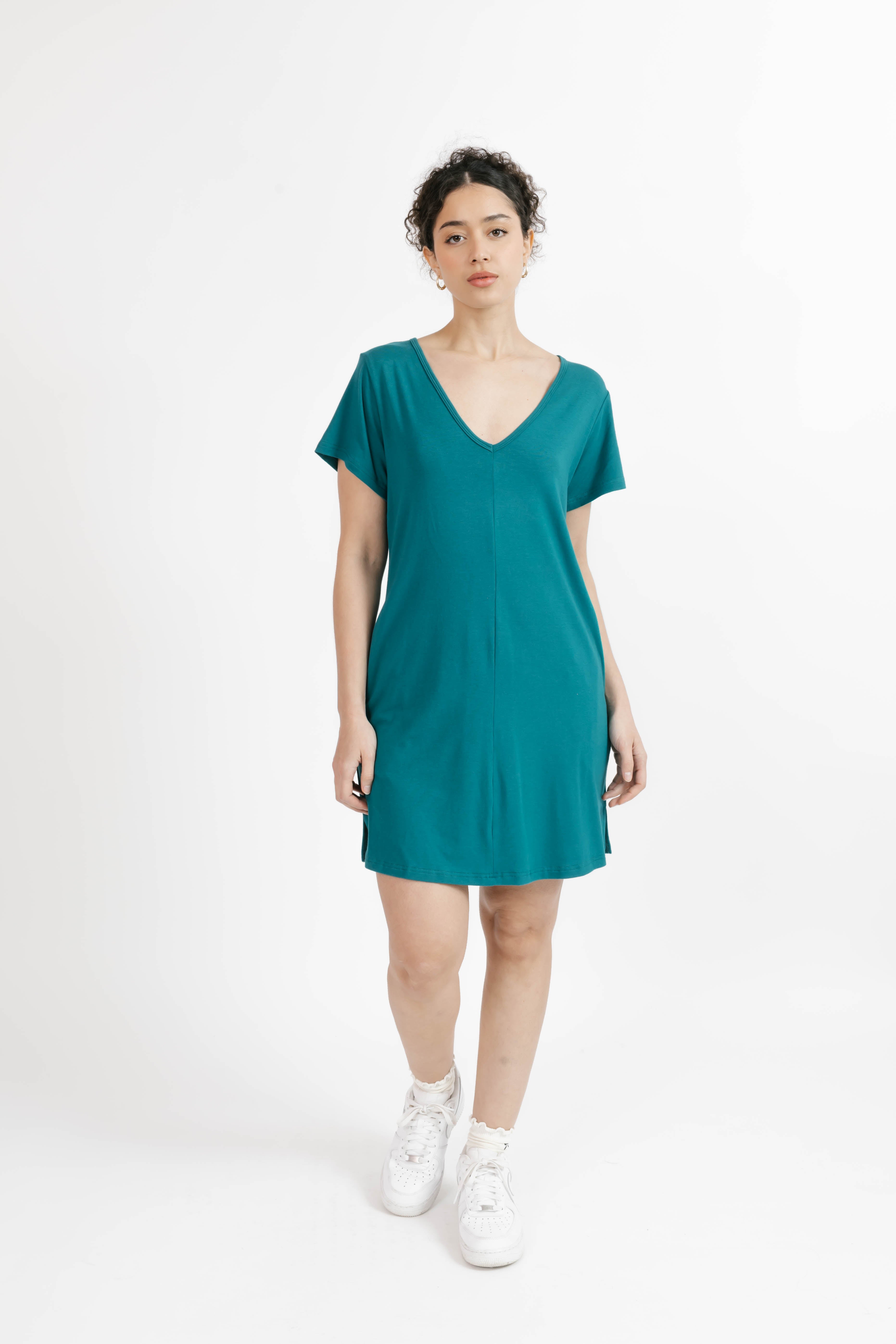 Sunday Shorty Dress in Peacock Green