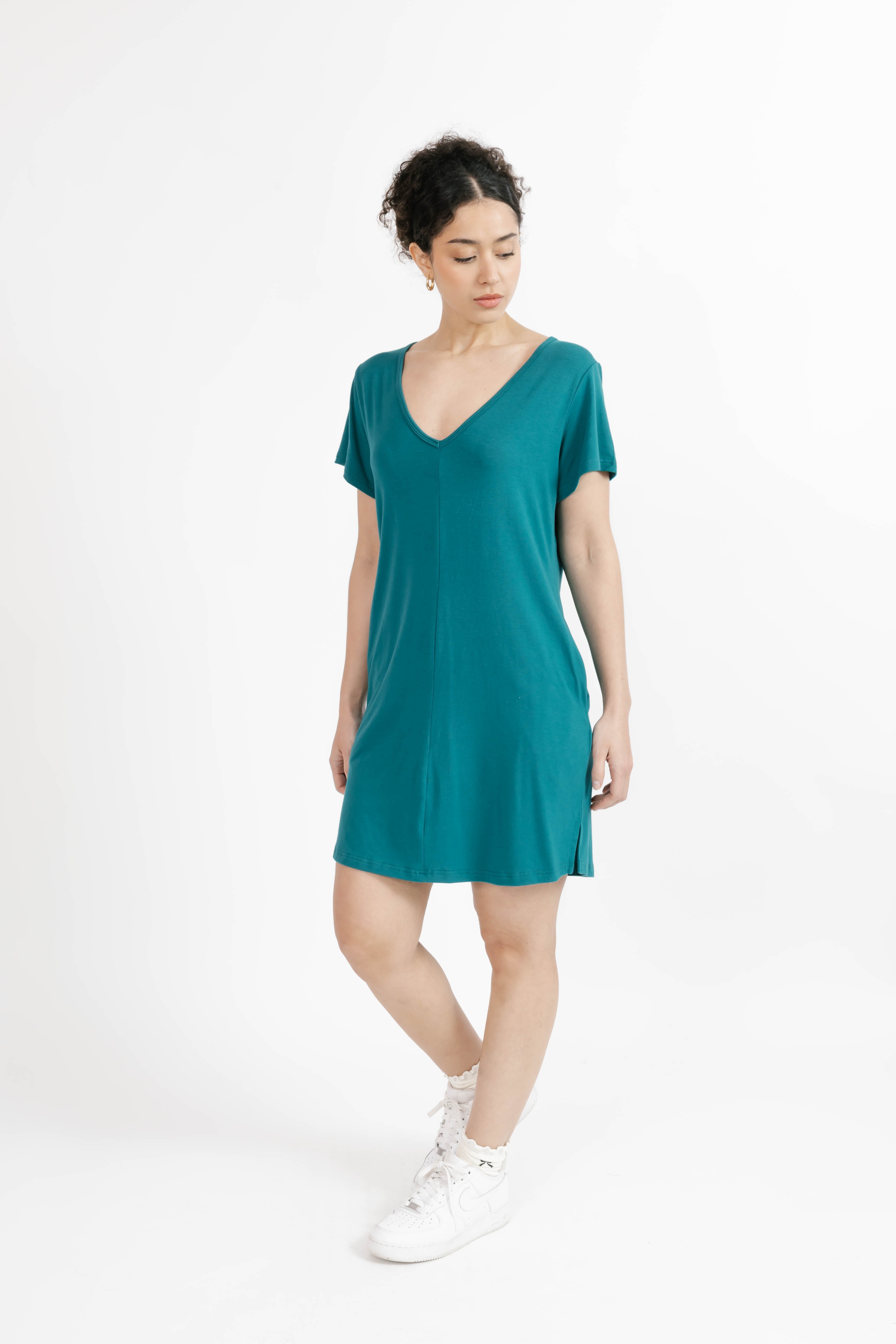 Sunday Shorty Dress in Peacock Green