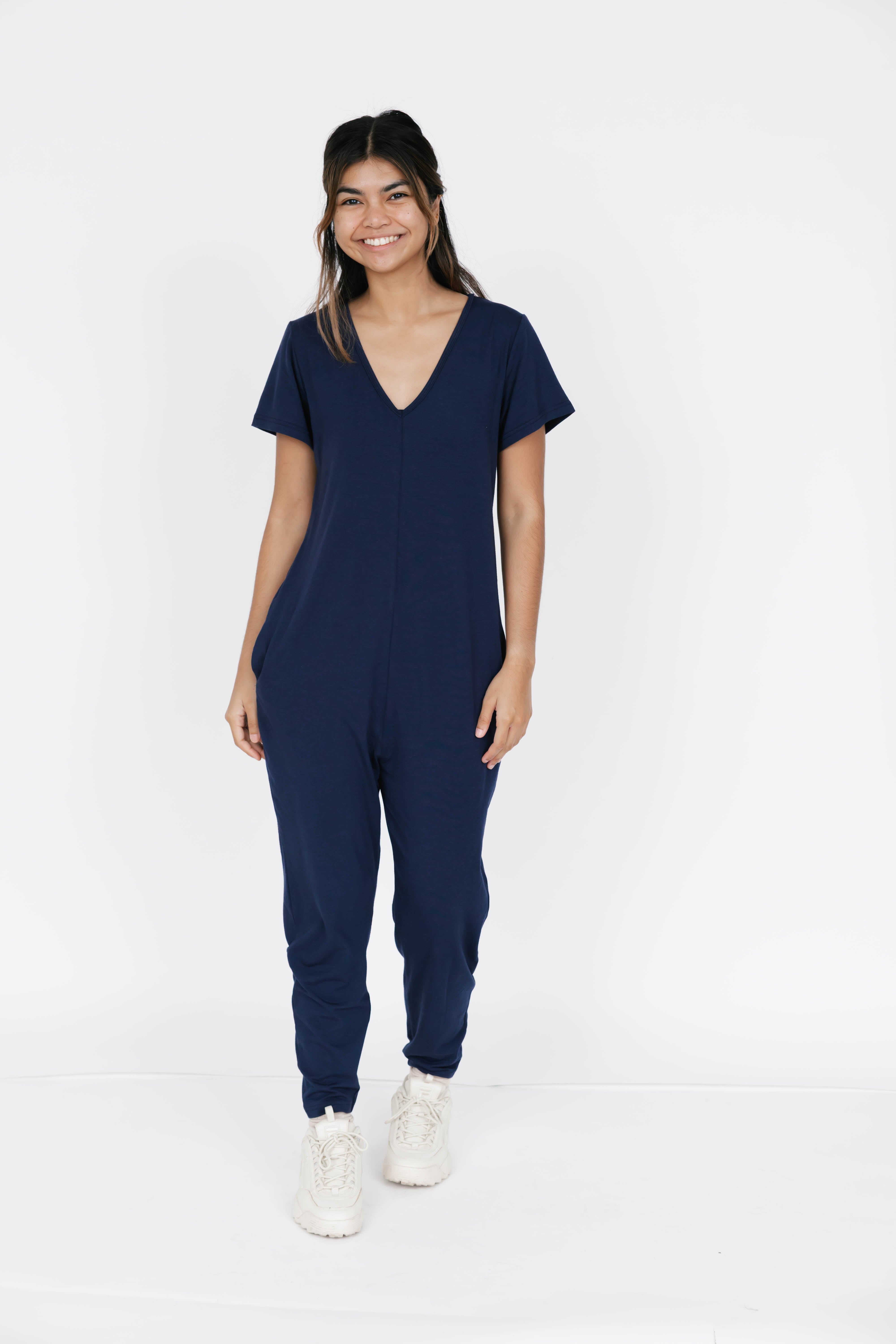 Sunday Romper in Marine Navy
