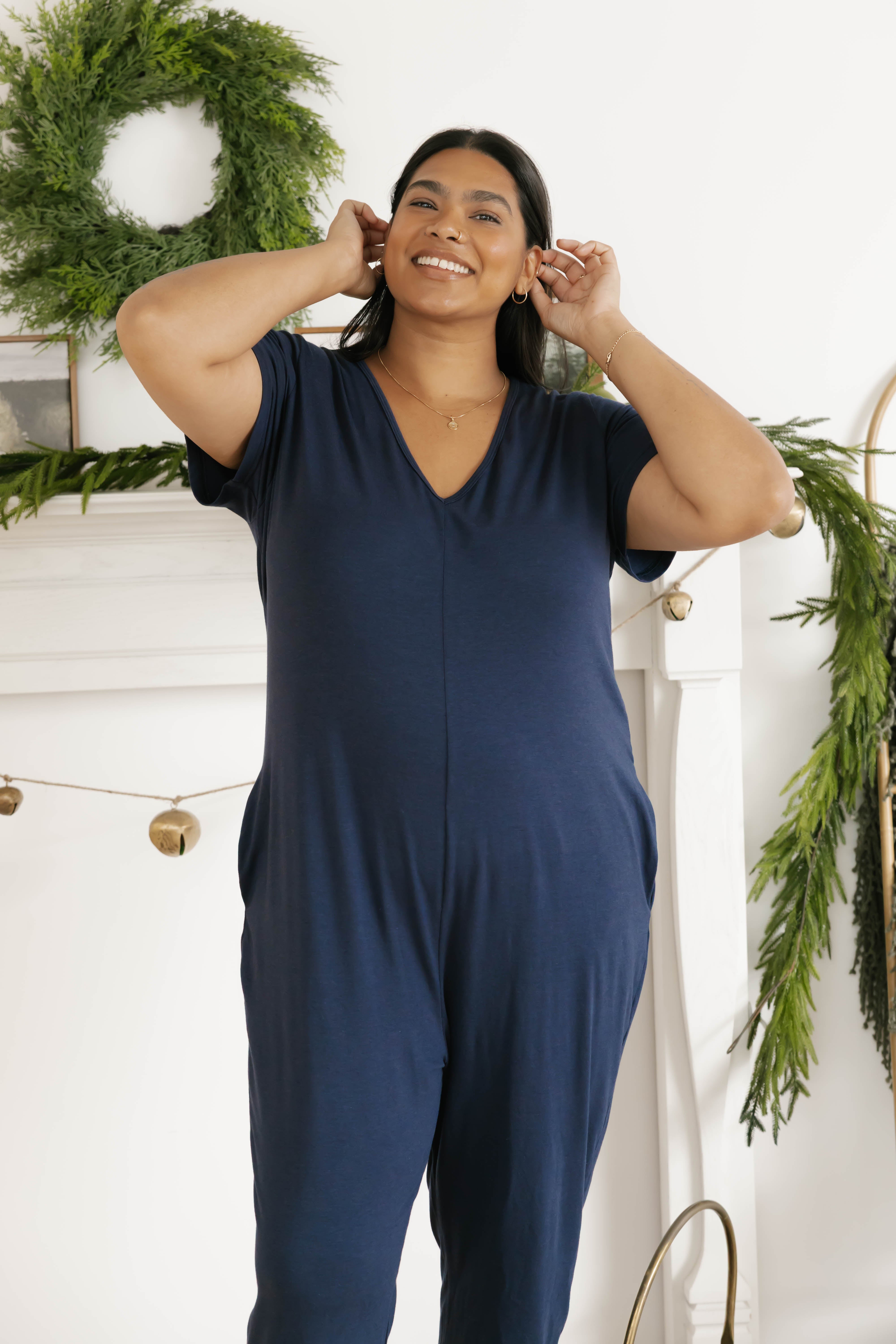 Sunday Romper in Marine Navy
