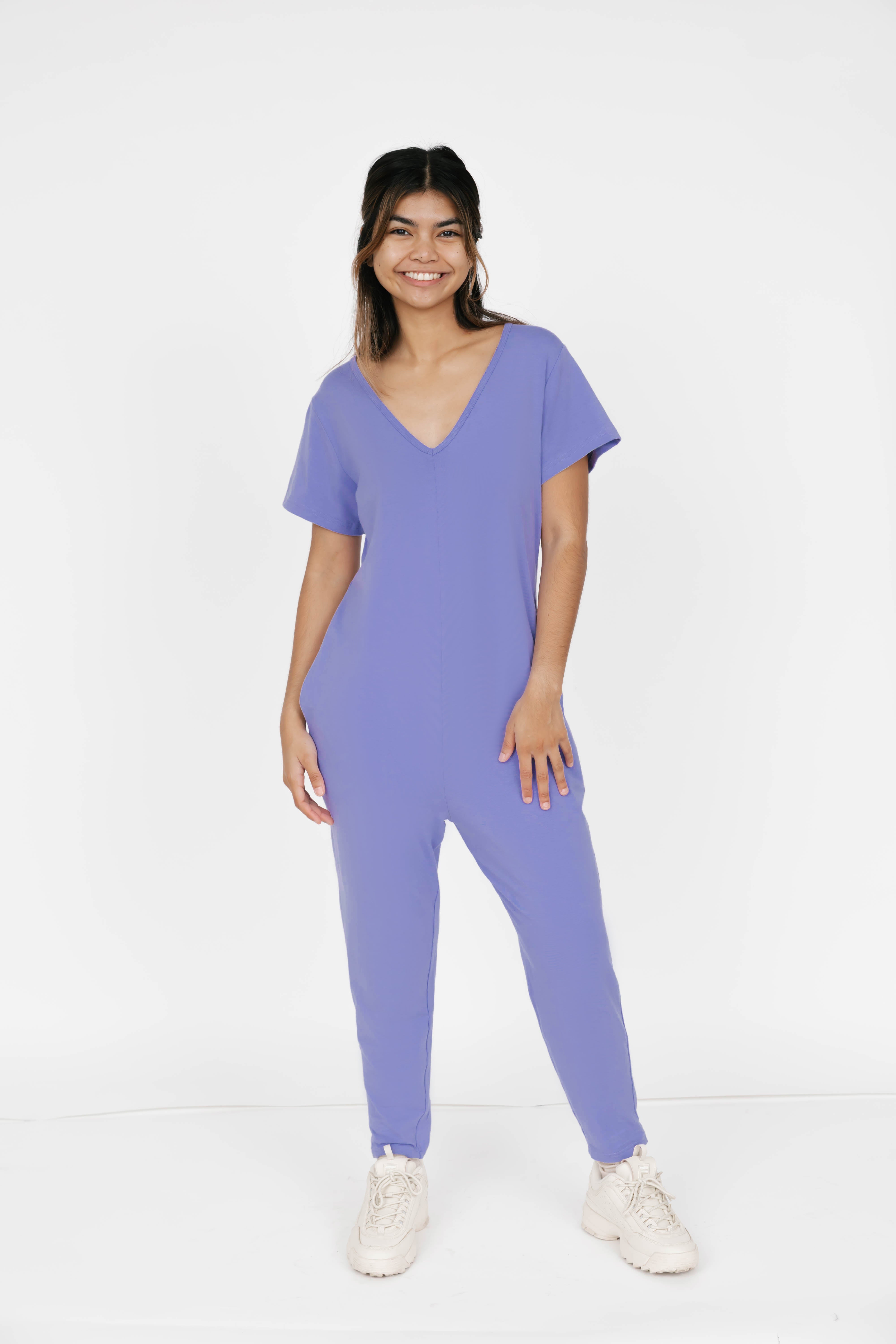 Sunday Romper in Bold Lavender