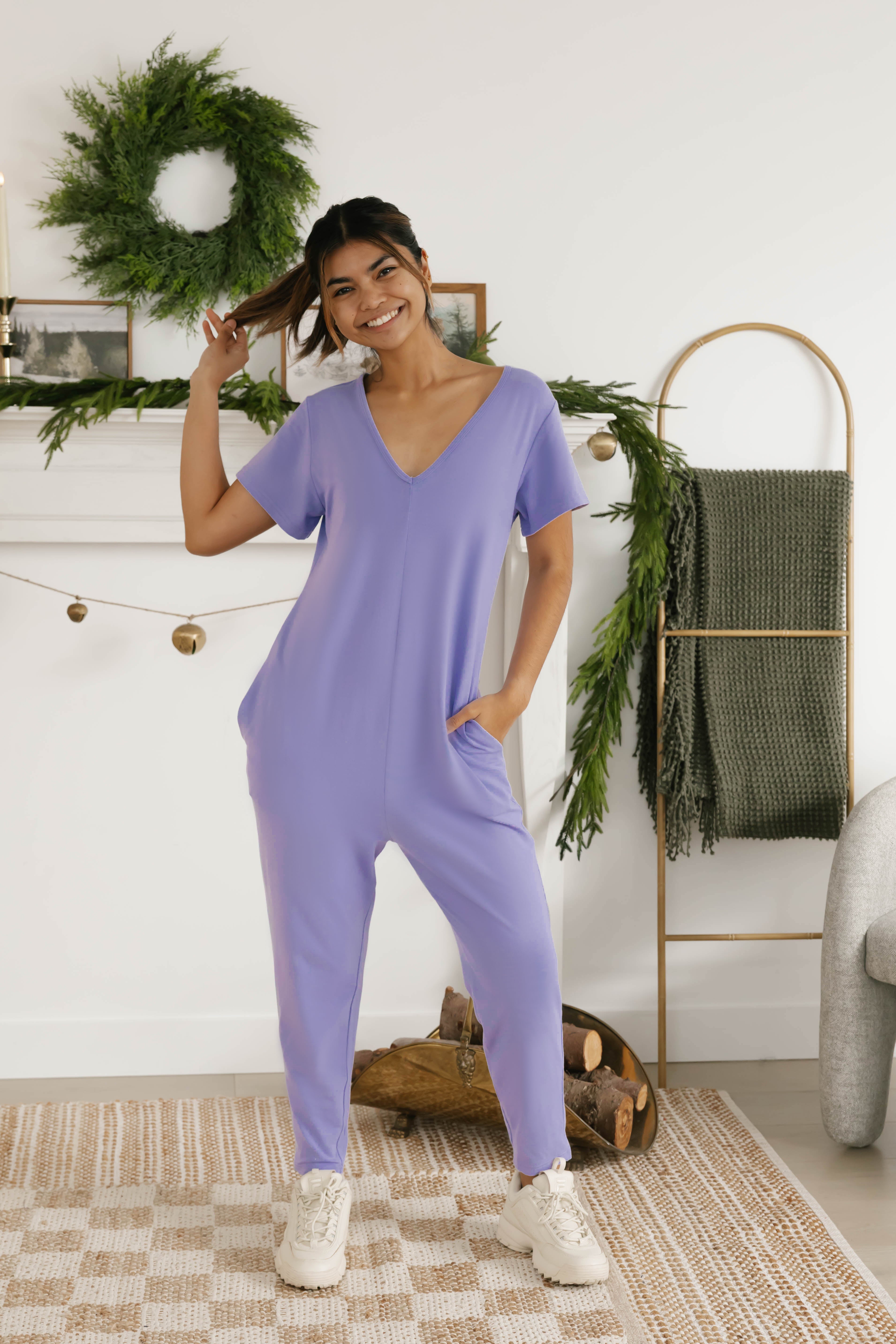 Sunday Romper in Bold Lavender