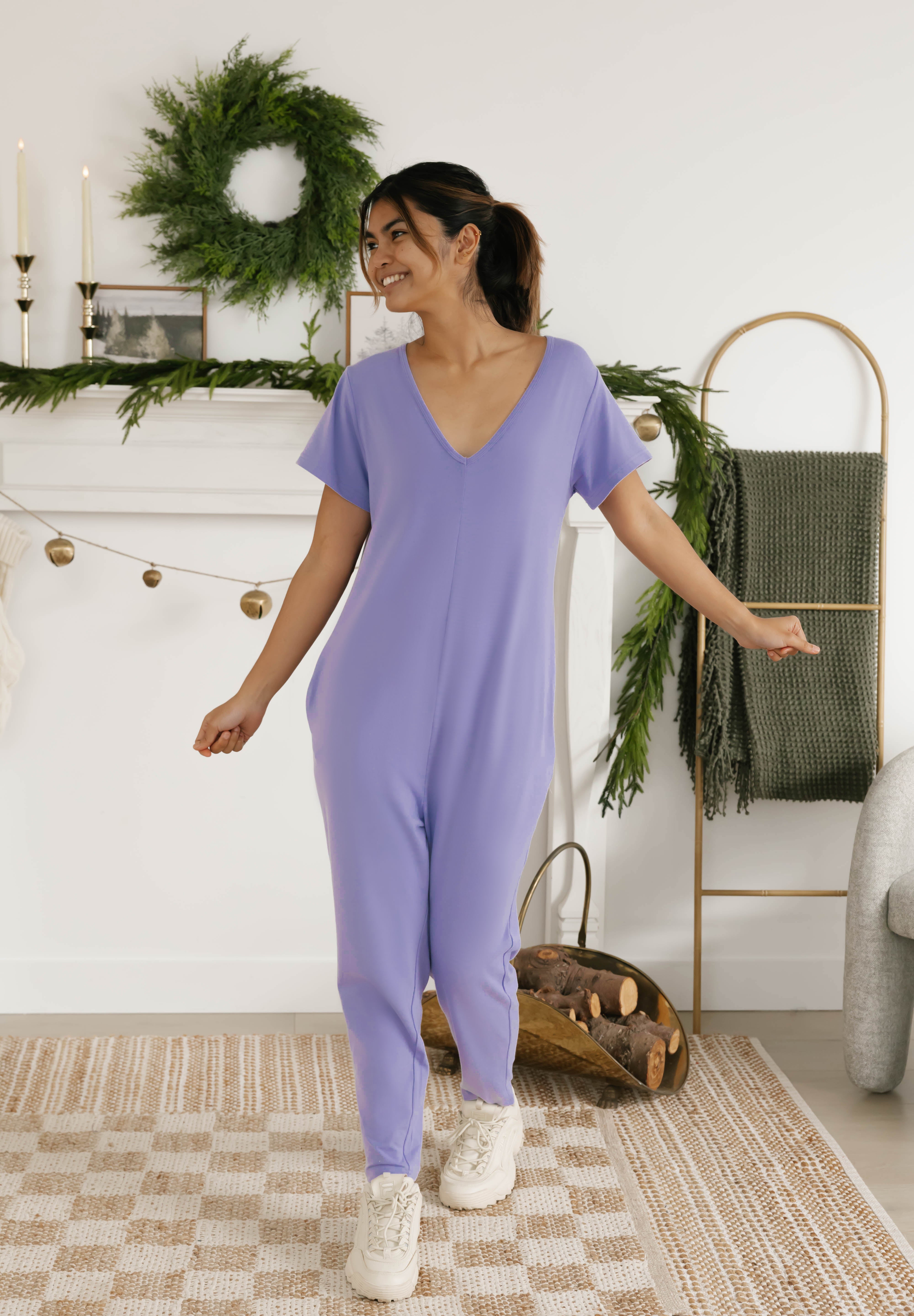 Sunday Romper in Bold Lavender