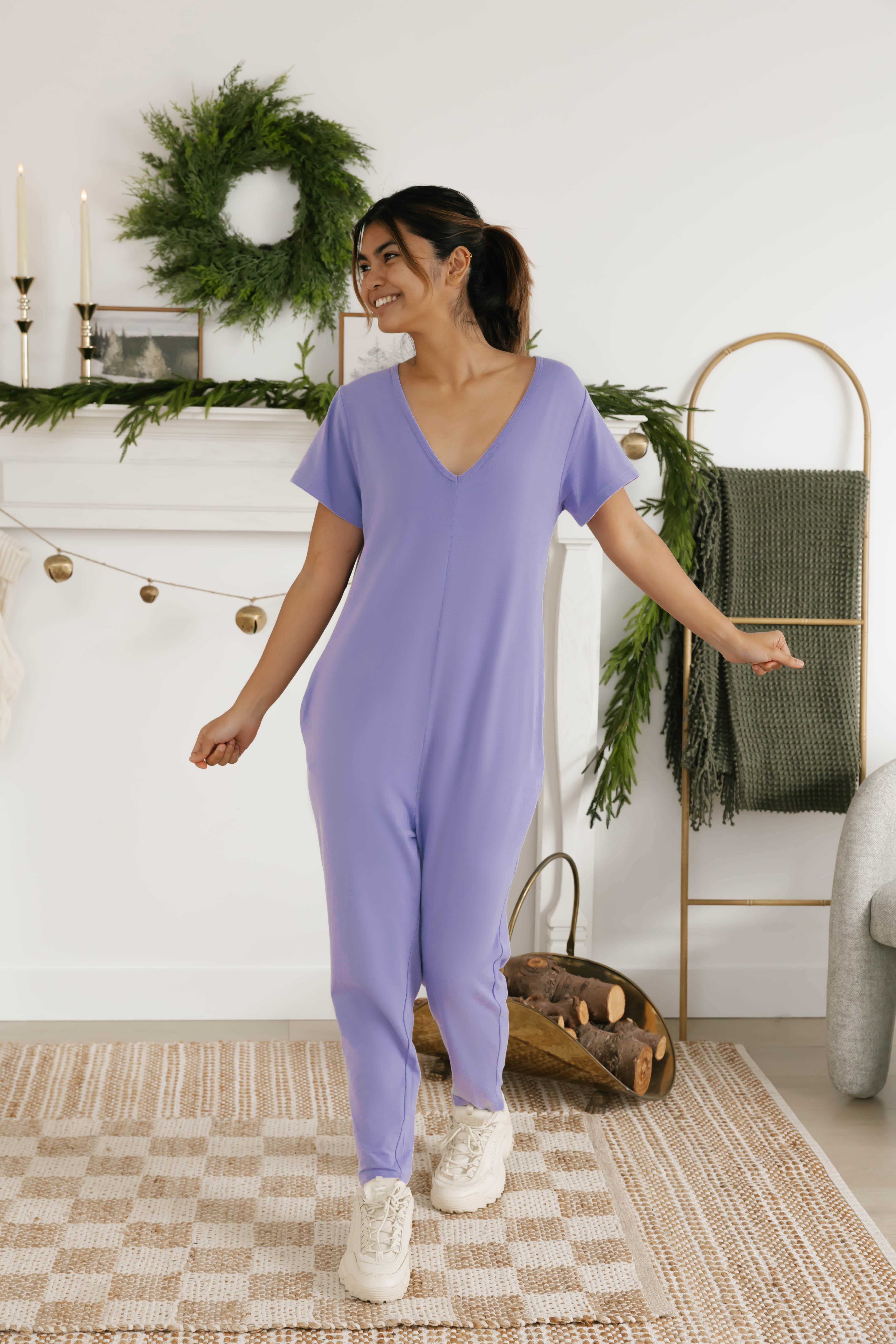 Sunday Romper in Bold Lavender