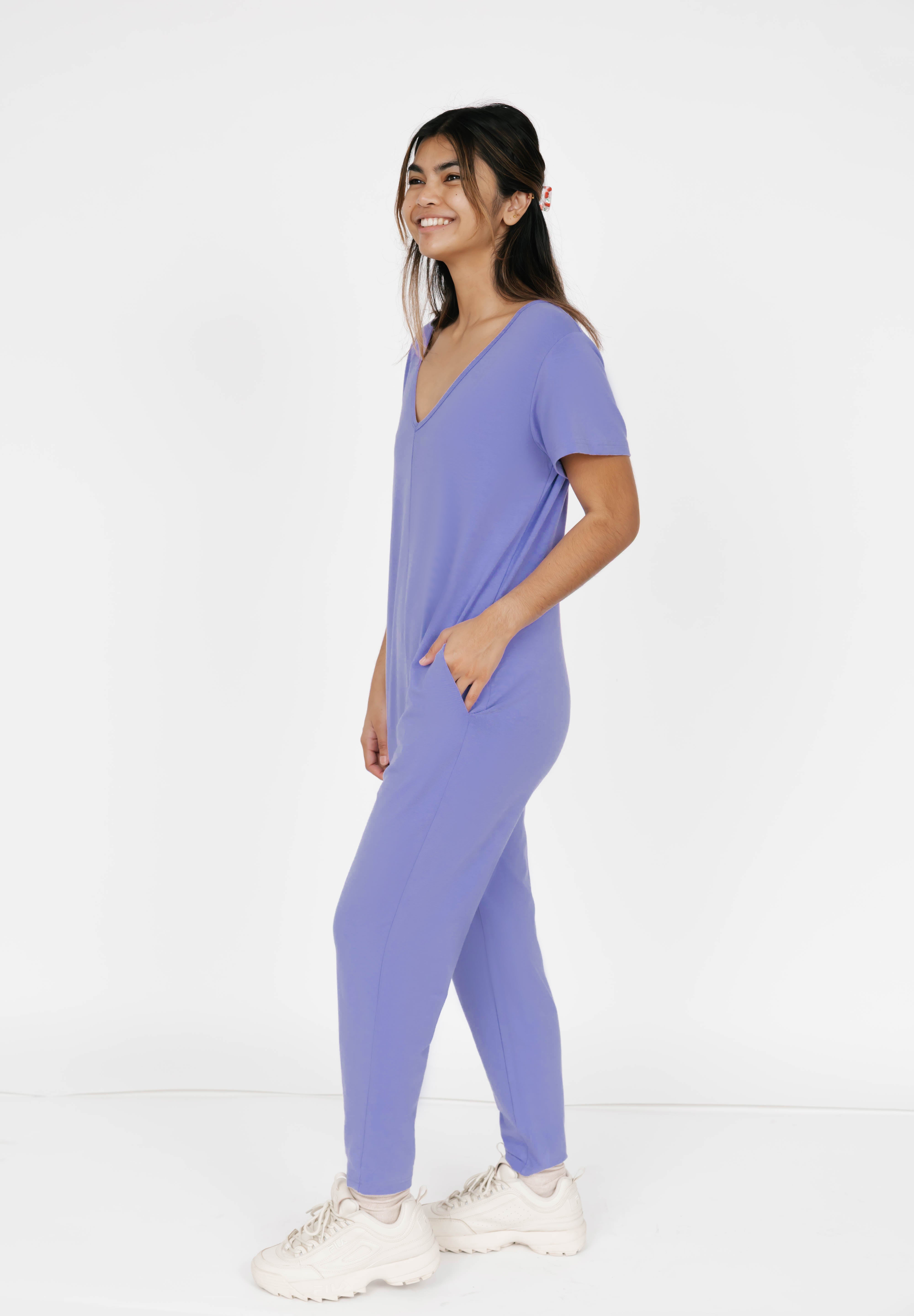 Sunday Romper in Bold Lavender