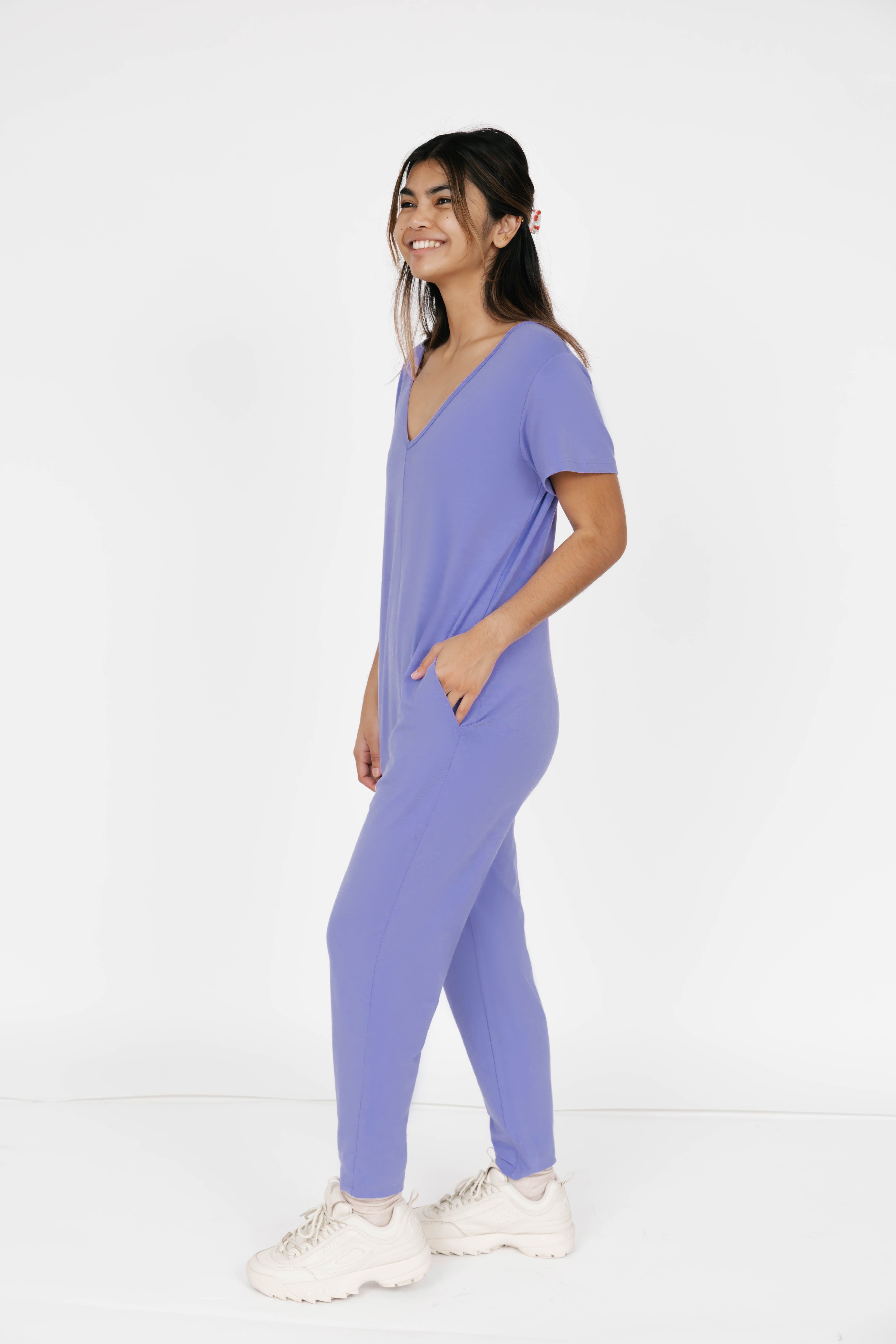 Sunday Romper in Bold Lavender