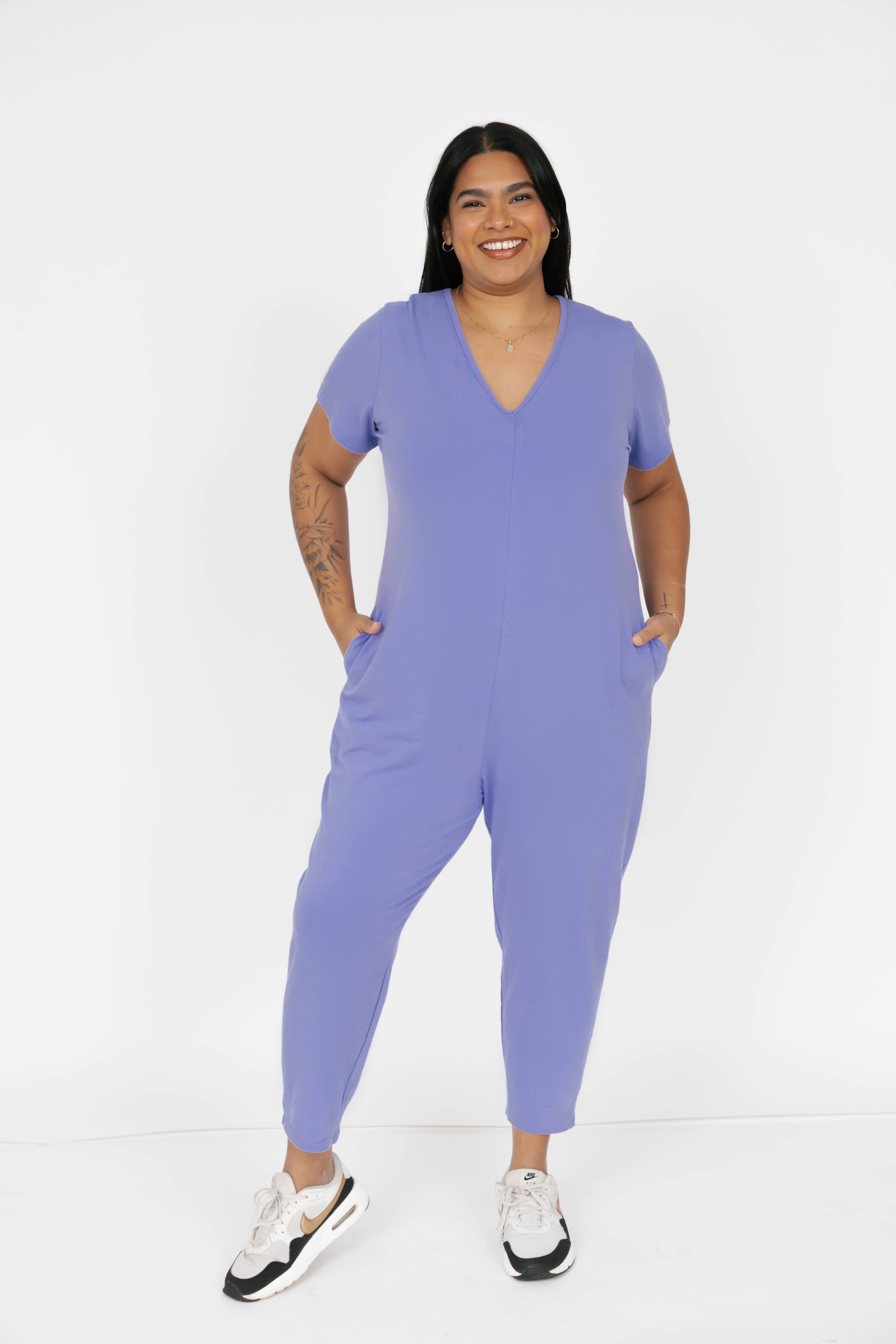 Sunday Romper in Bold Lavender