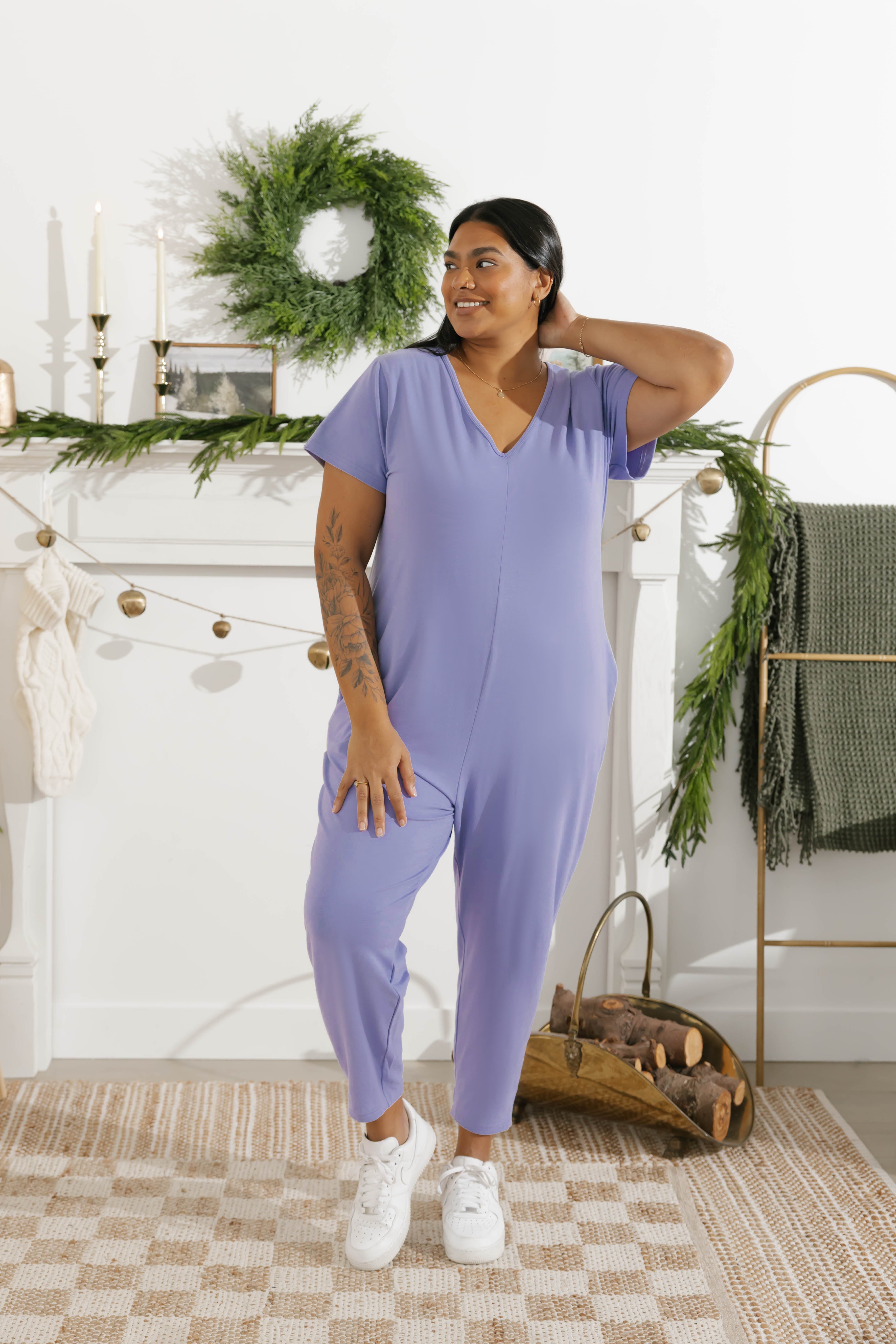 Sunday Romper in Bold Lavender