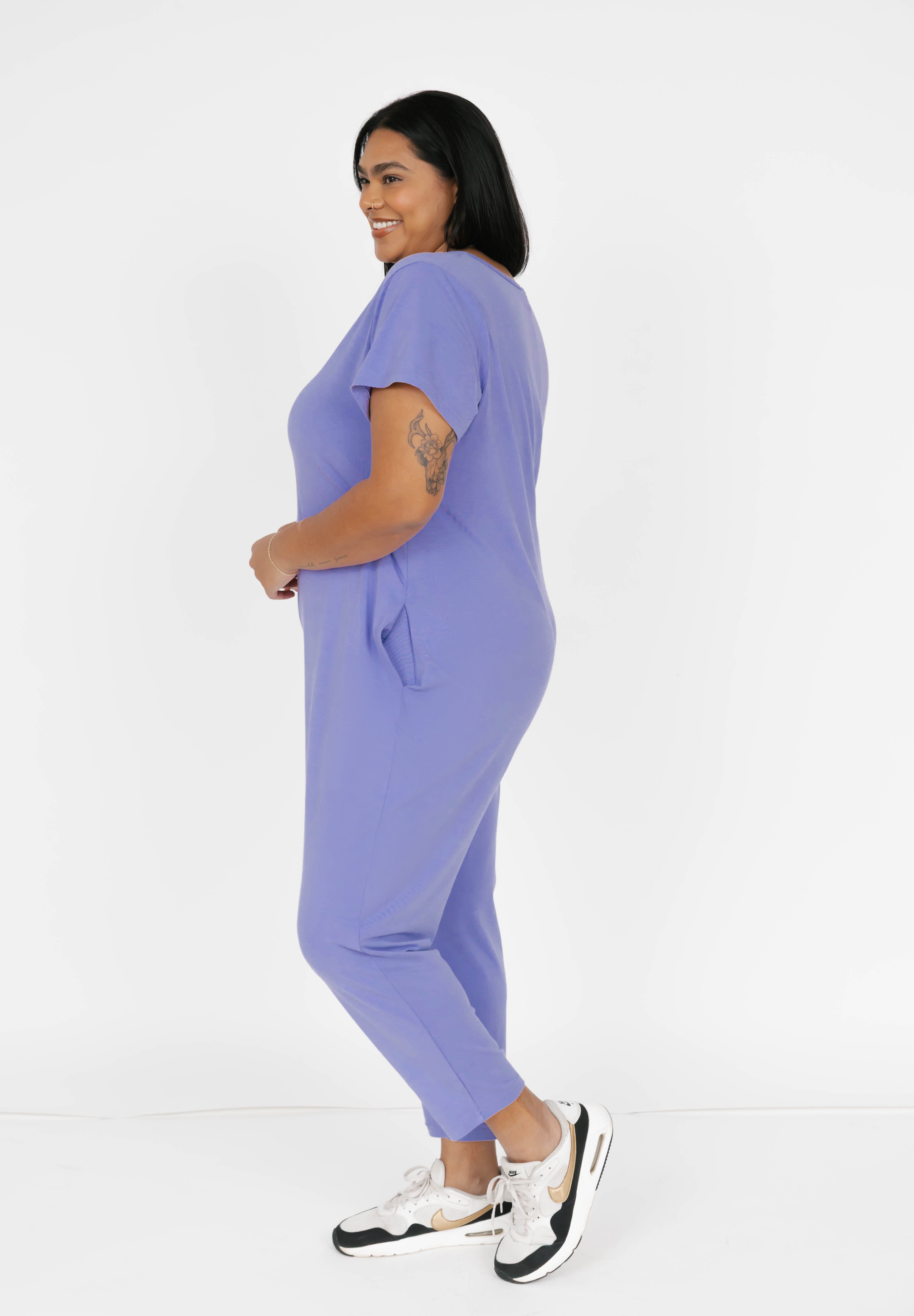 Sunday Romper in Bold Lavender