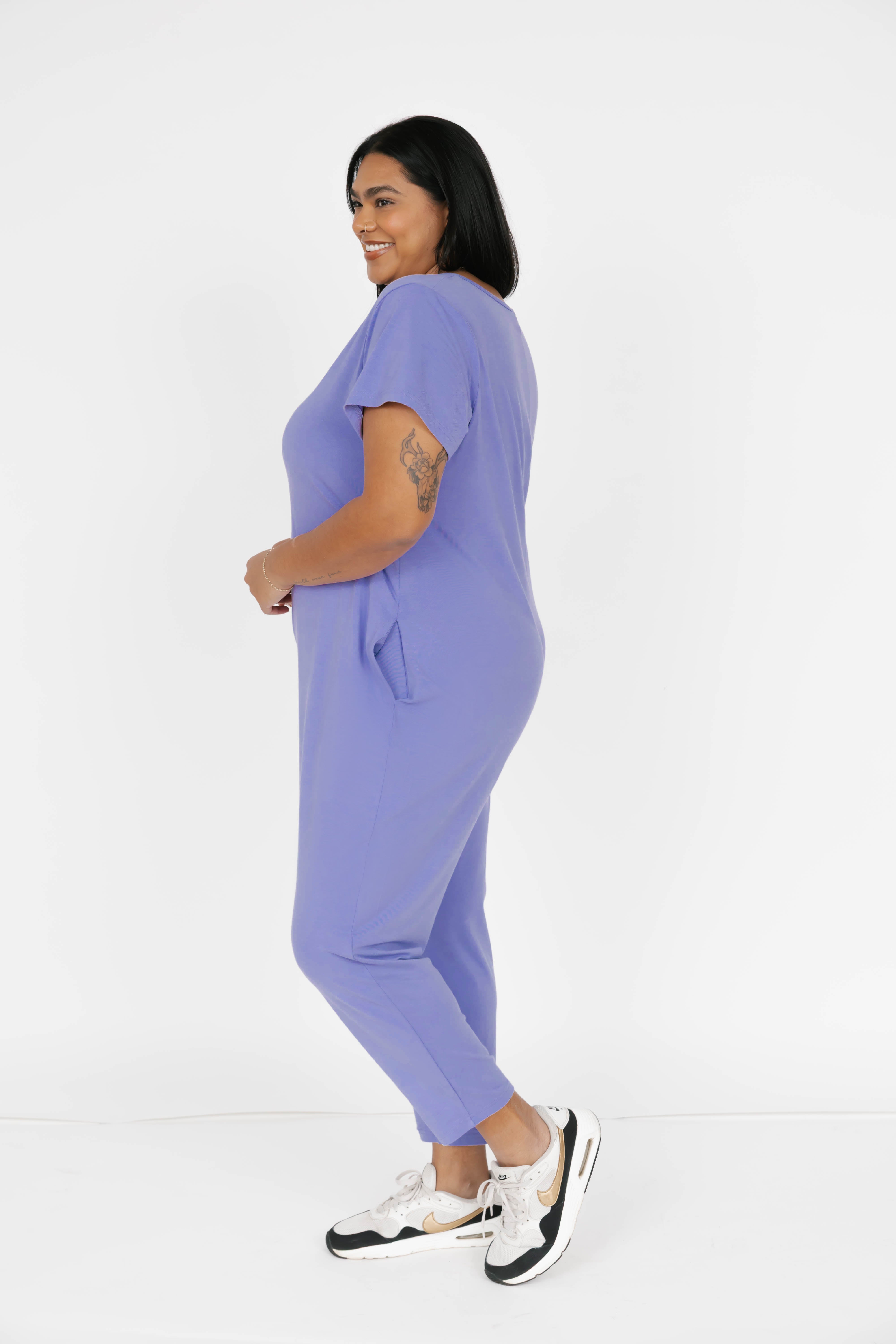 Sunday Romper in Bold Lavender