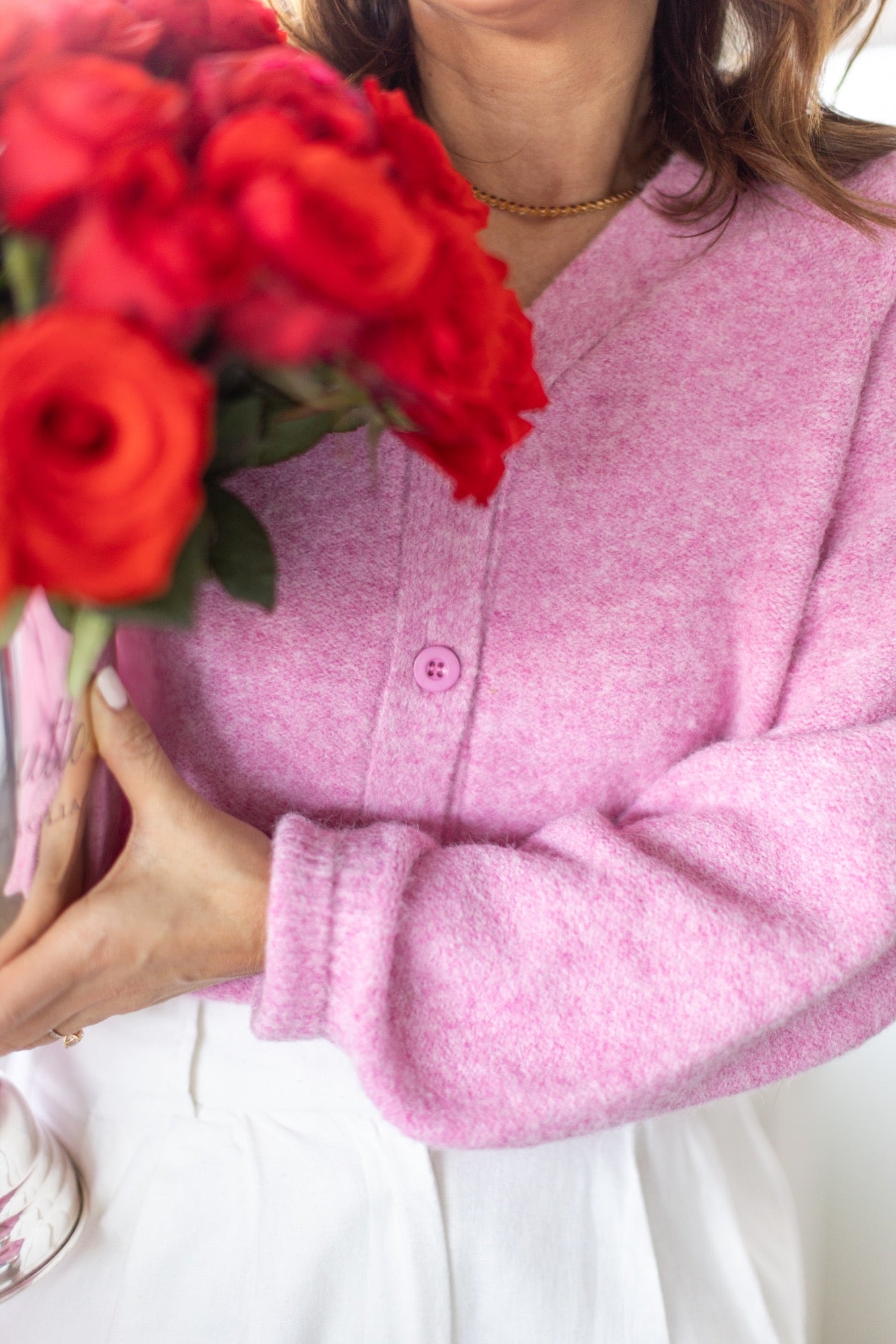 Sweater Weather Short Cardigan in Pink