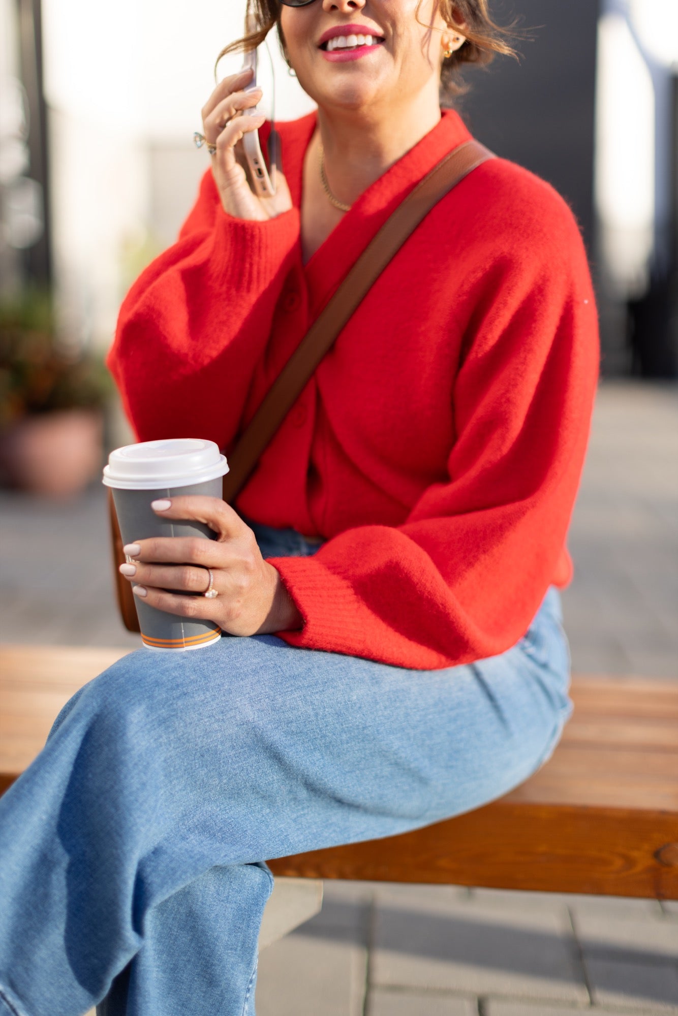 Sweater Weather Short Cardigan in Red