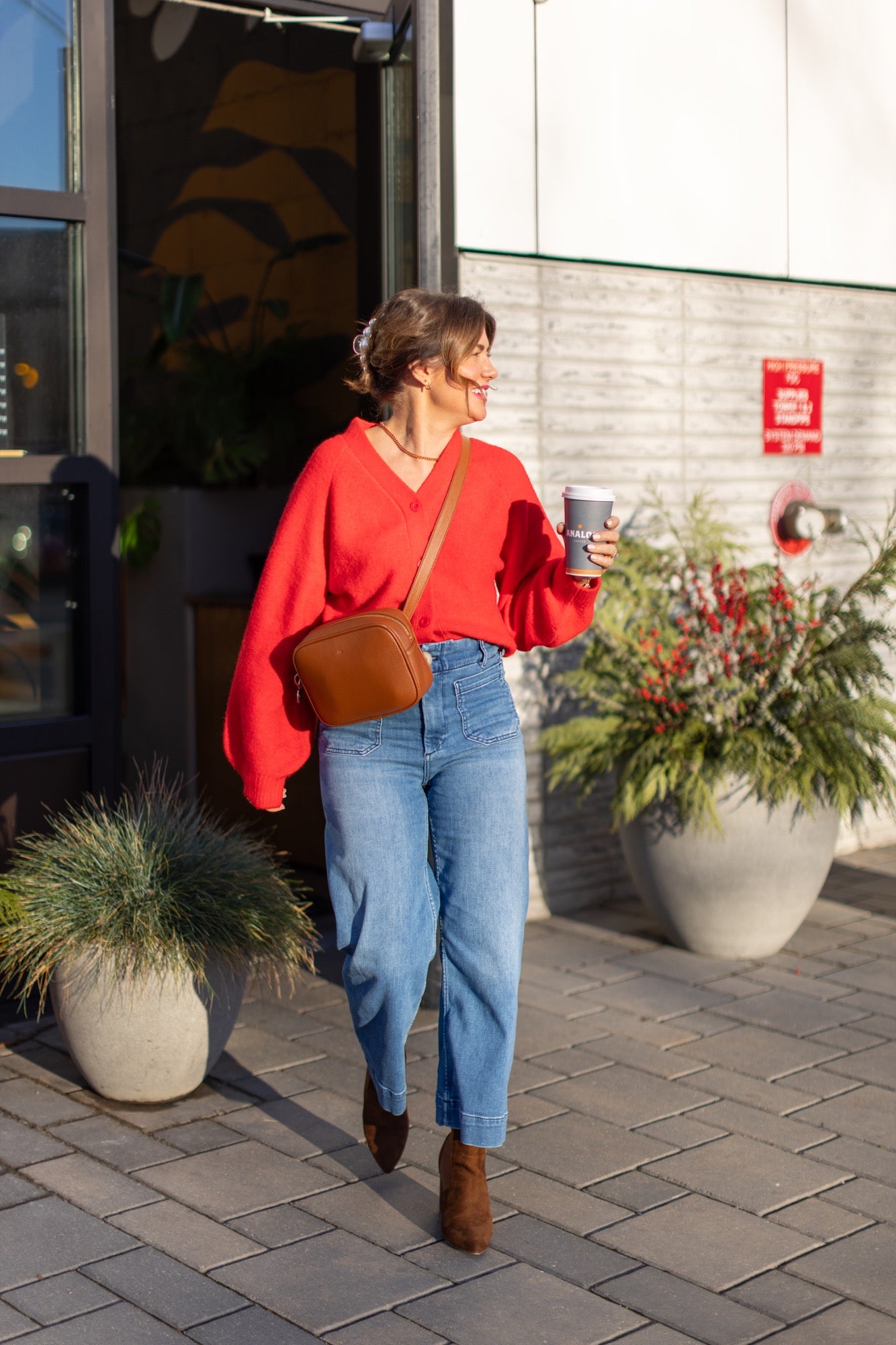 Sweater Weather Short Cardigan in Red