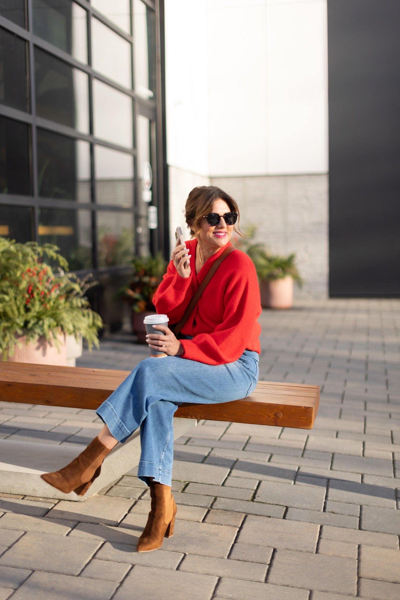 Sweater Weather Short Cardigan in Red