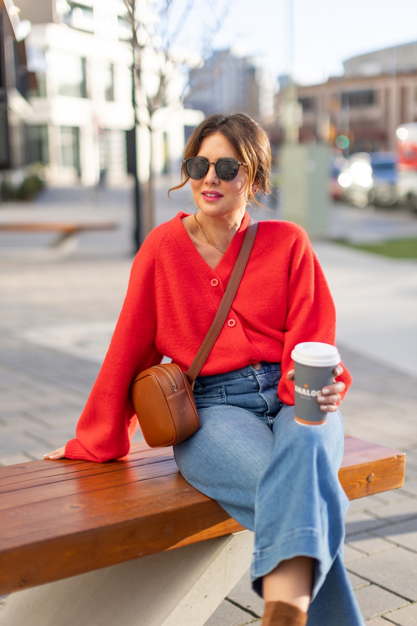 Sweater Weather Short Cardigan in Red