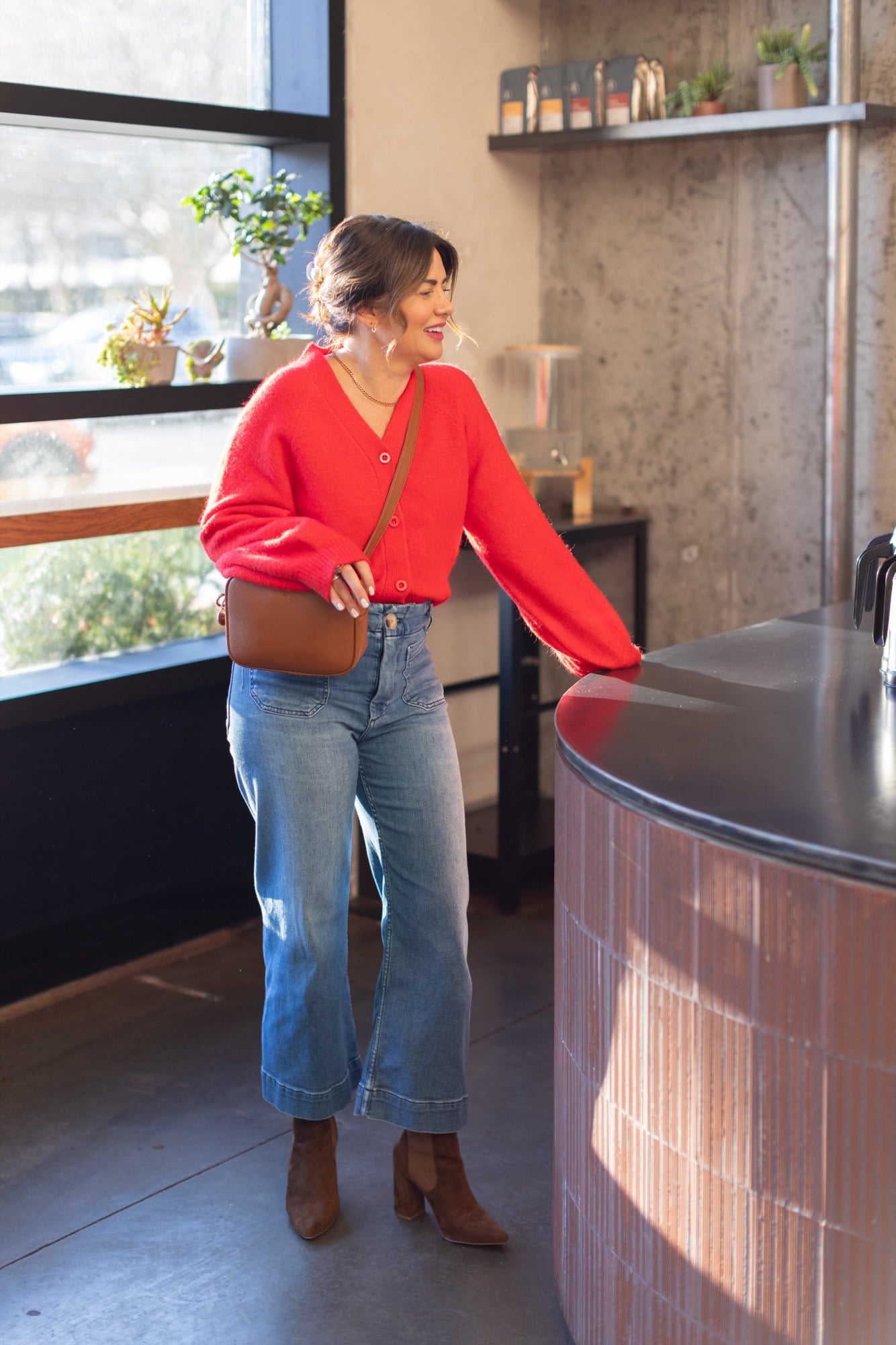 Sweater Weather Short Cardigan in Red