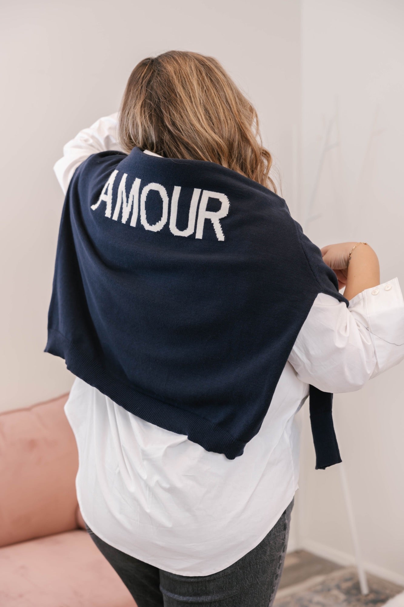 Amour Sweater in Navy/Ivory