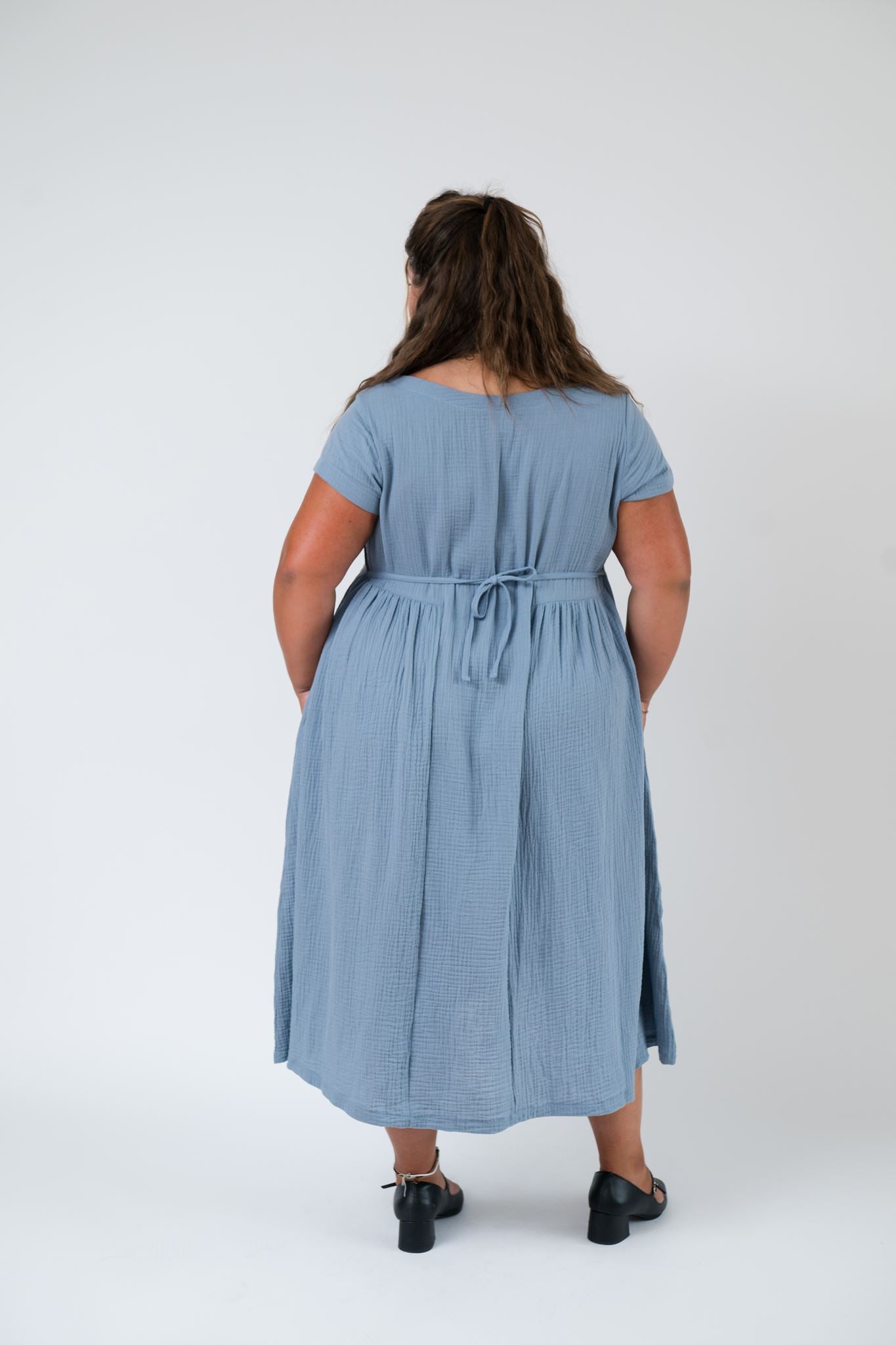 Florence Dress in Stone Blue