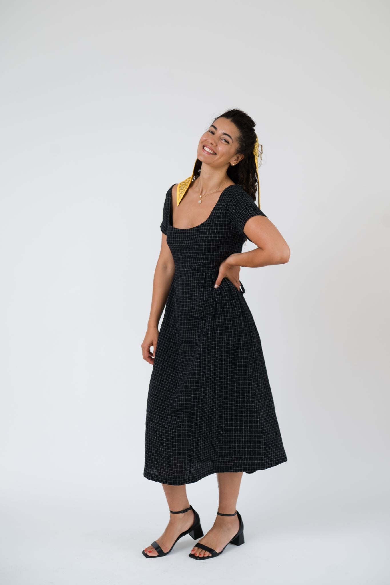 Florence Dress in Checkered Black