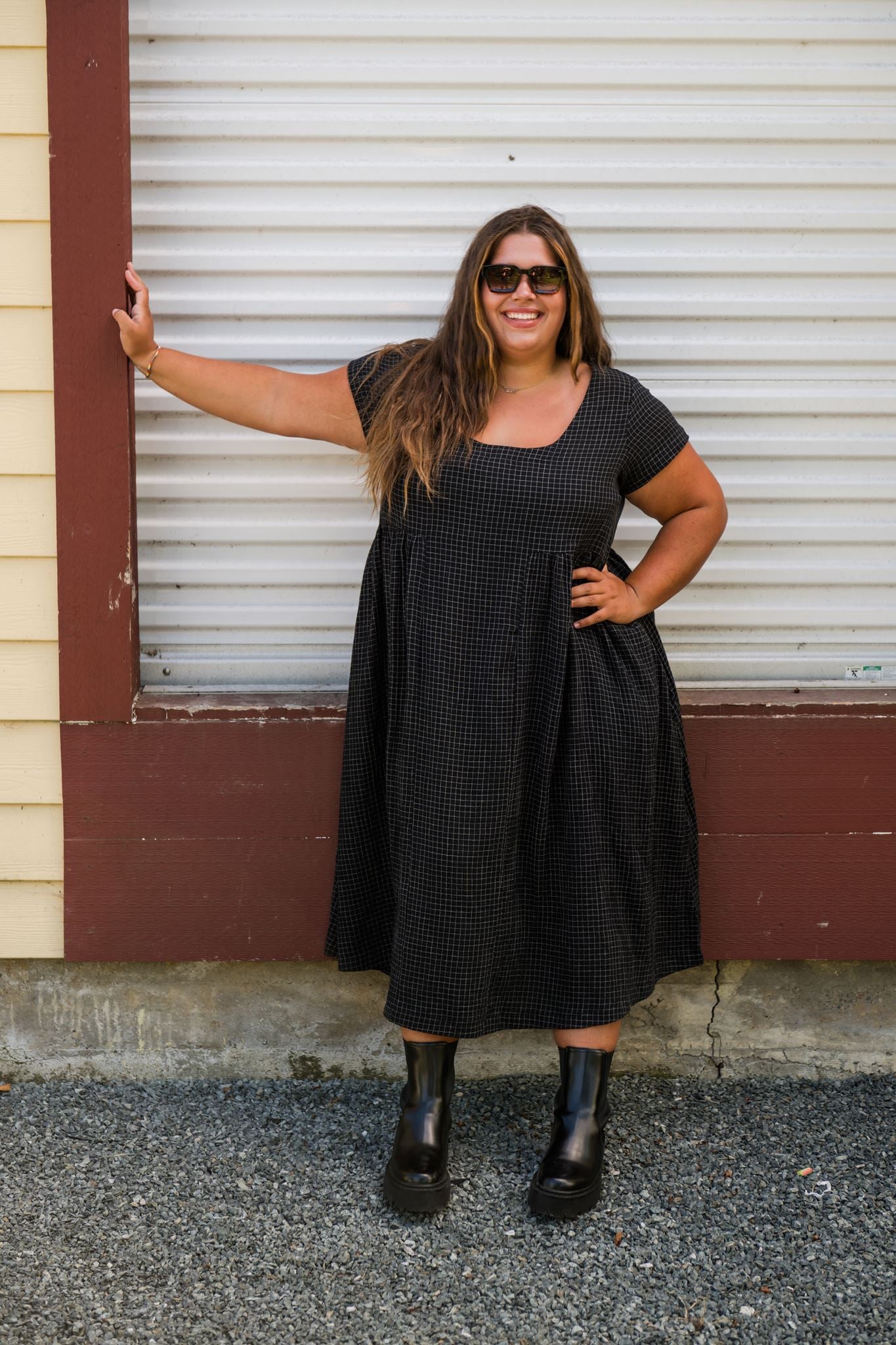 Florence Dress in Checkered Black