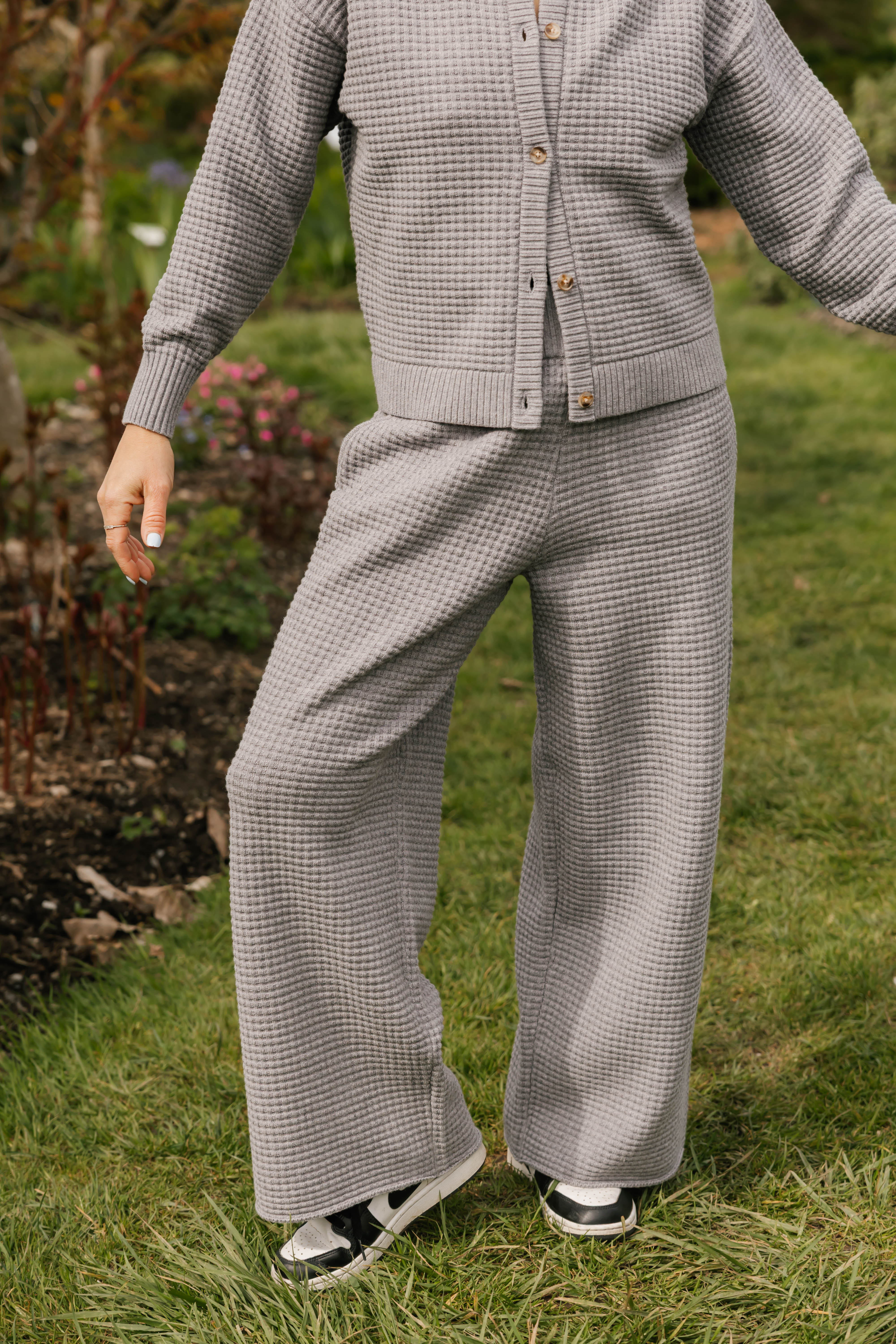 Megan Waffle Pant in Heather Grey