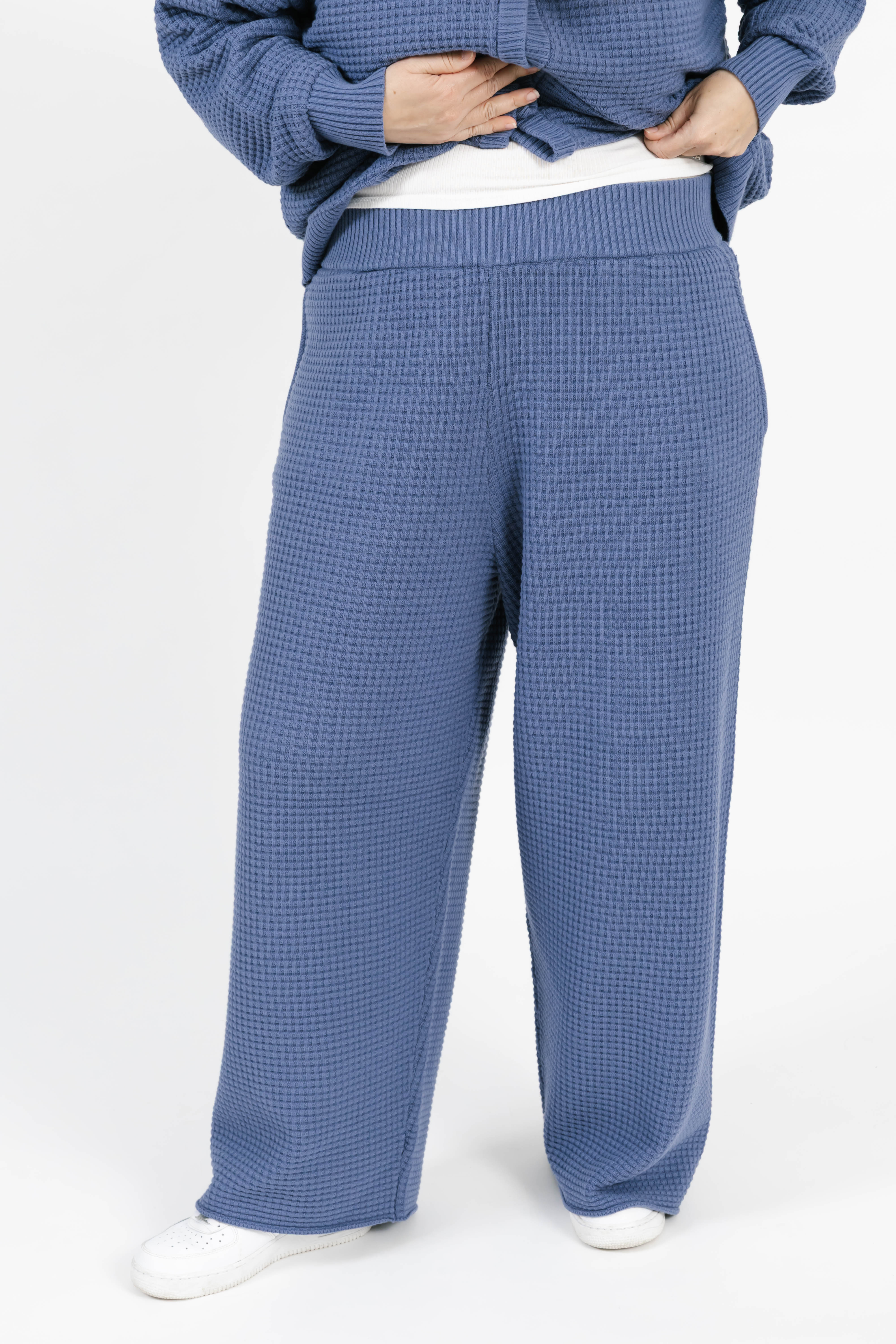 Megan Waffle Pant in Slate Blue
