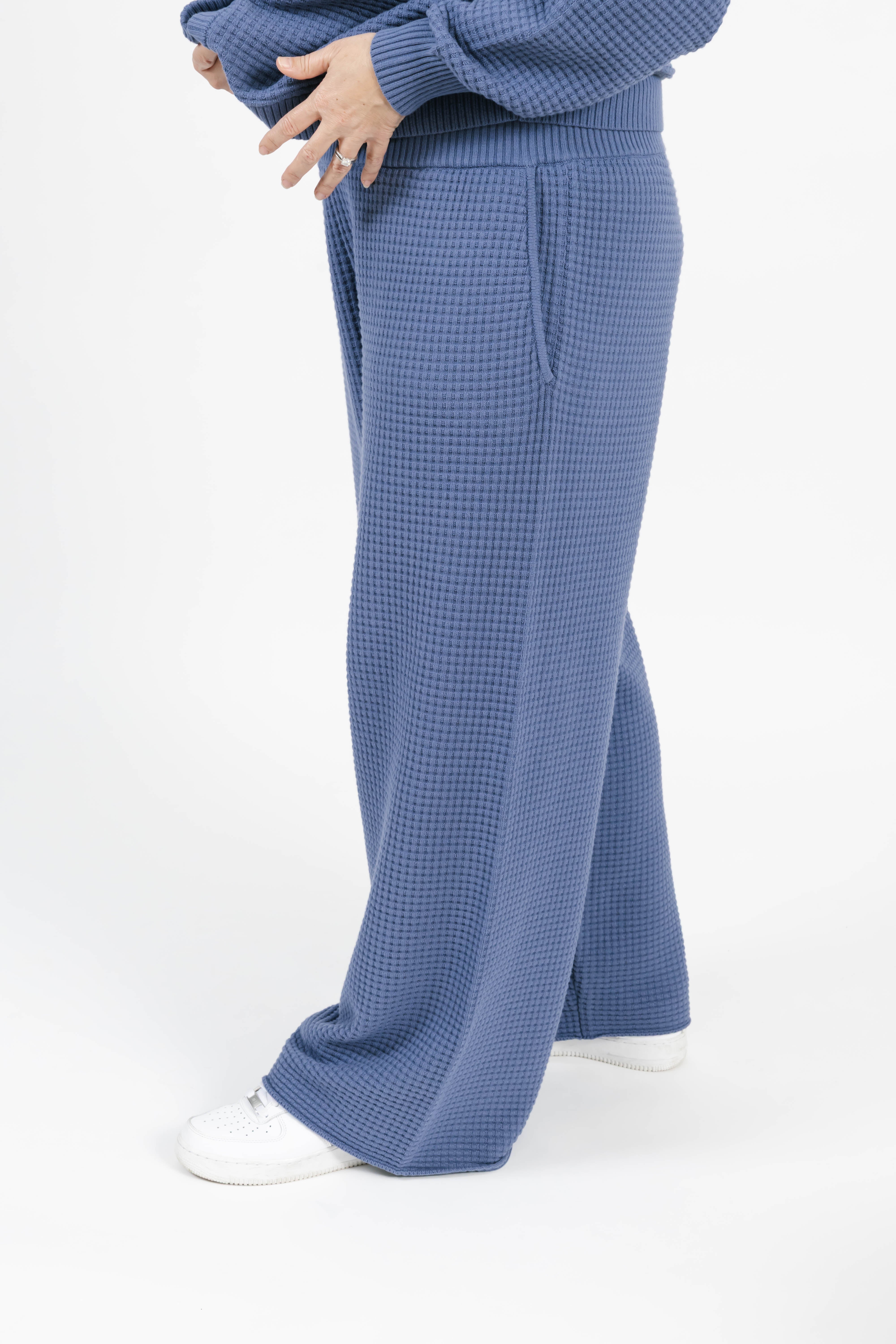 Megan Waffle Pant in Slate Blue