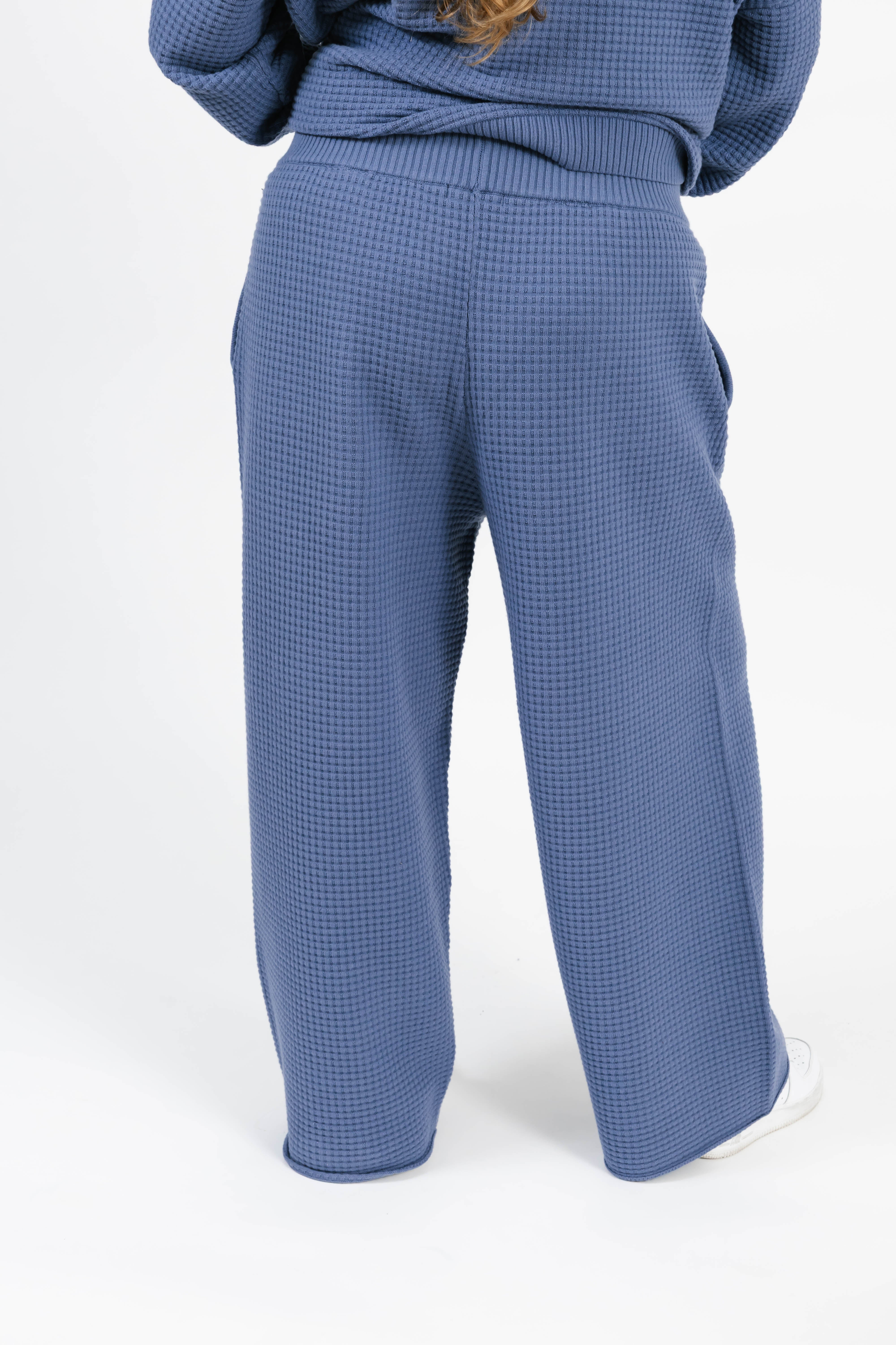Megan Waffle Pant in Slate Blue