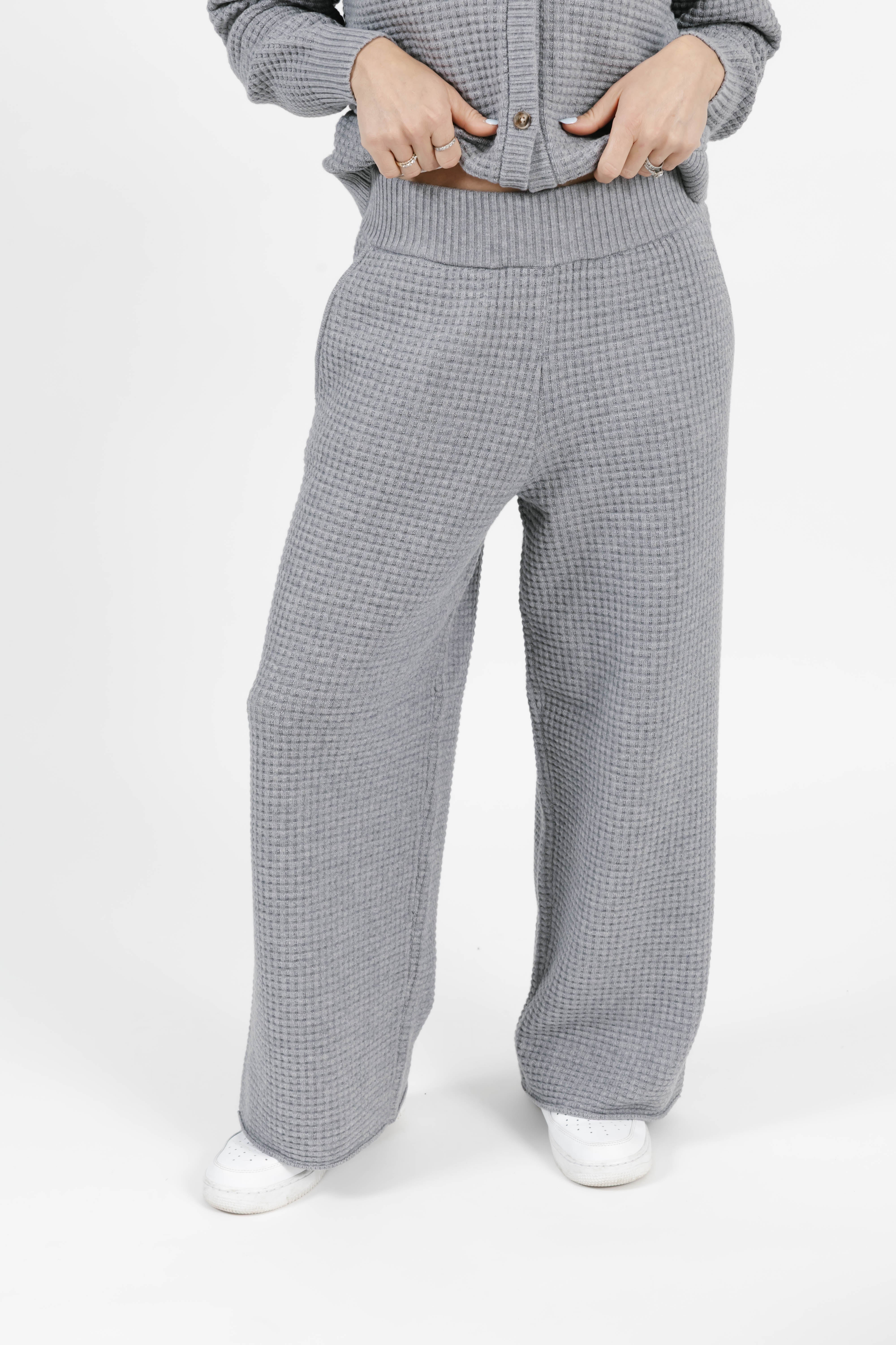 Megan Waffle Pant in Heather Grey