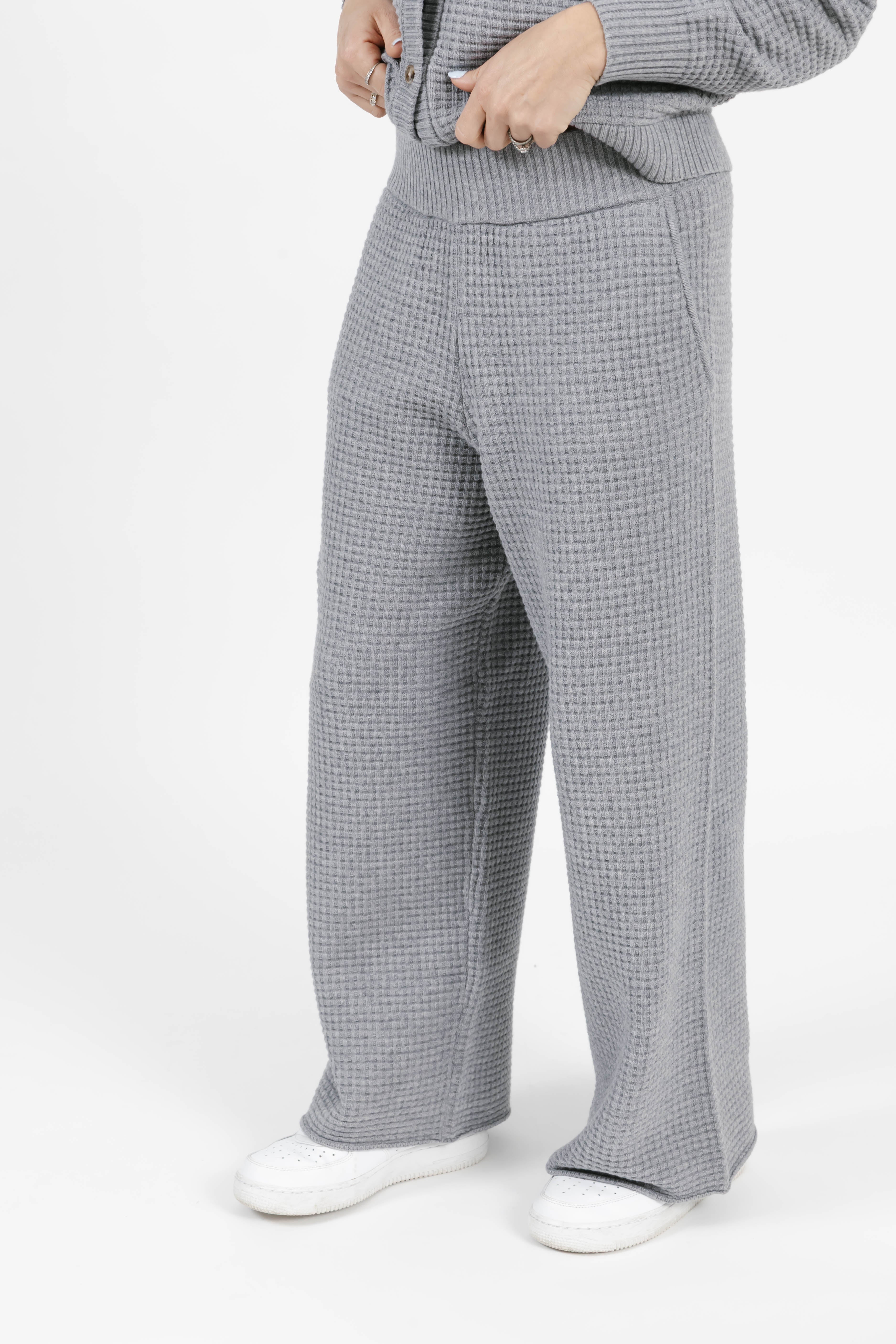 Megan Waffle Pant in Heather Grey
