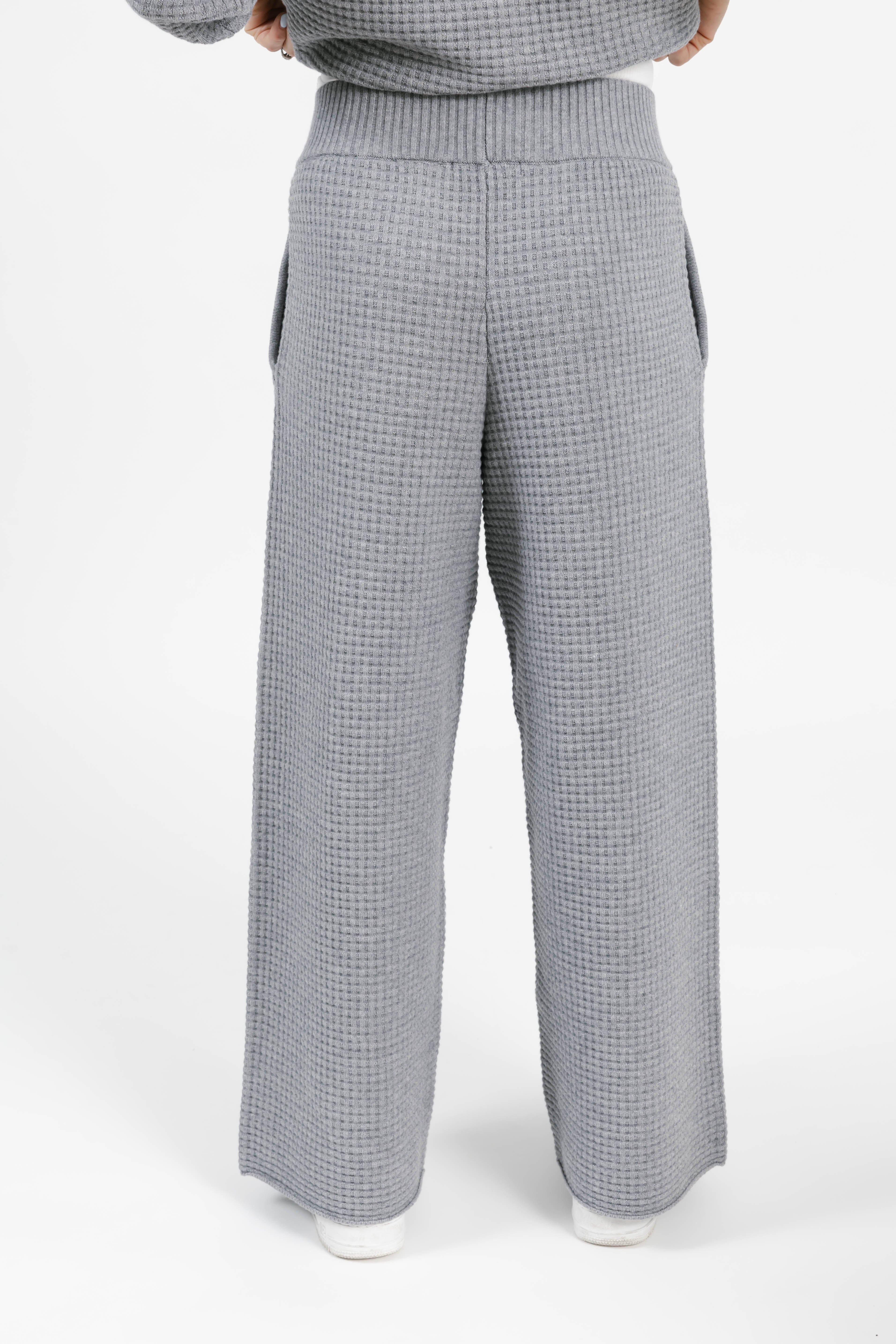 Megan Waffle Pant in Heather Grey