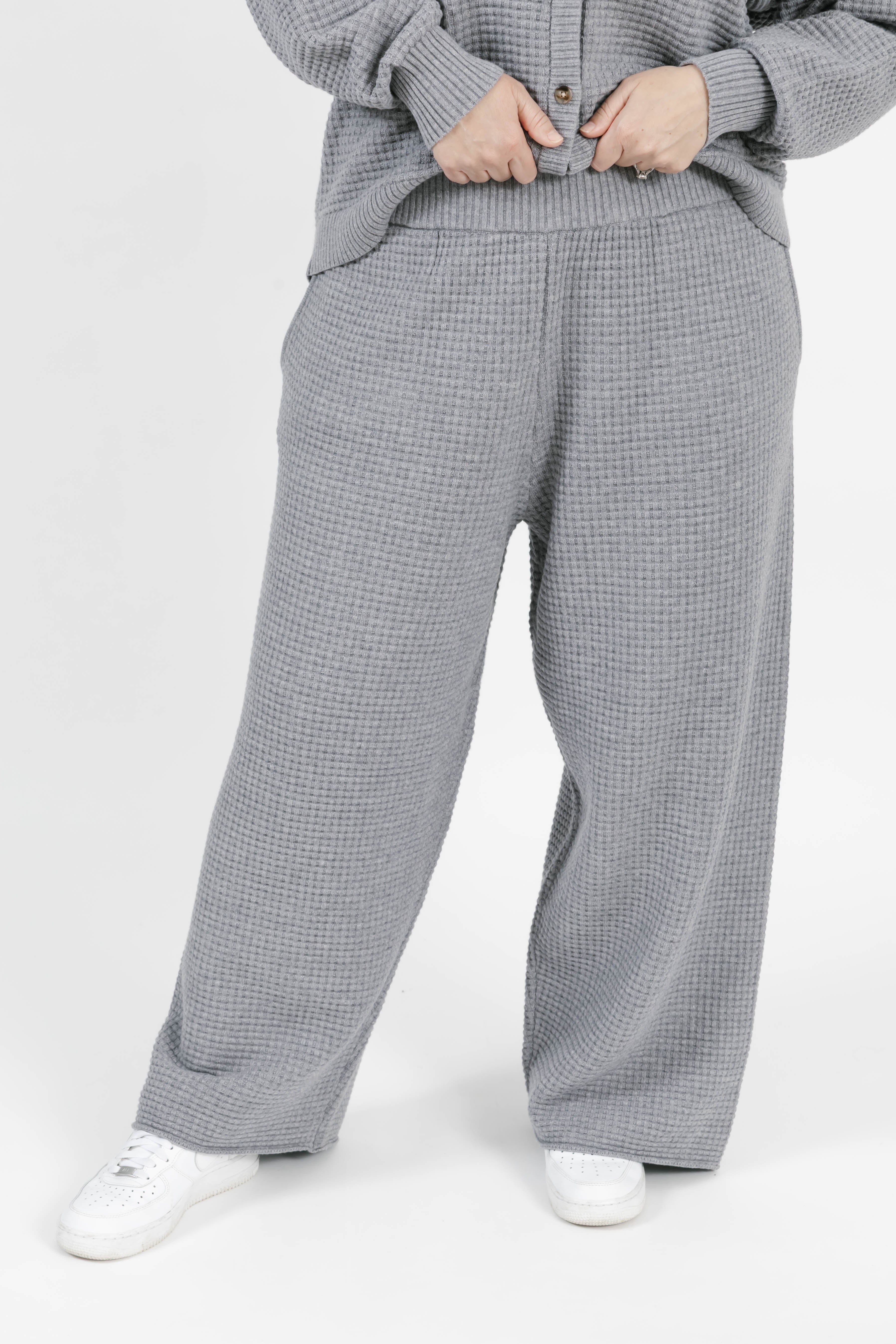 Megan Waffle Pant in Heather Grey