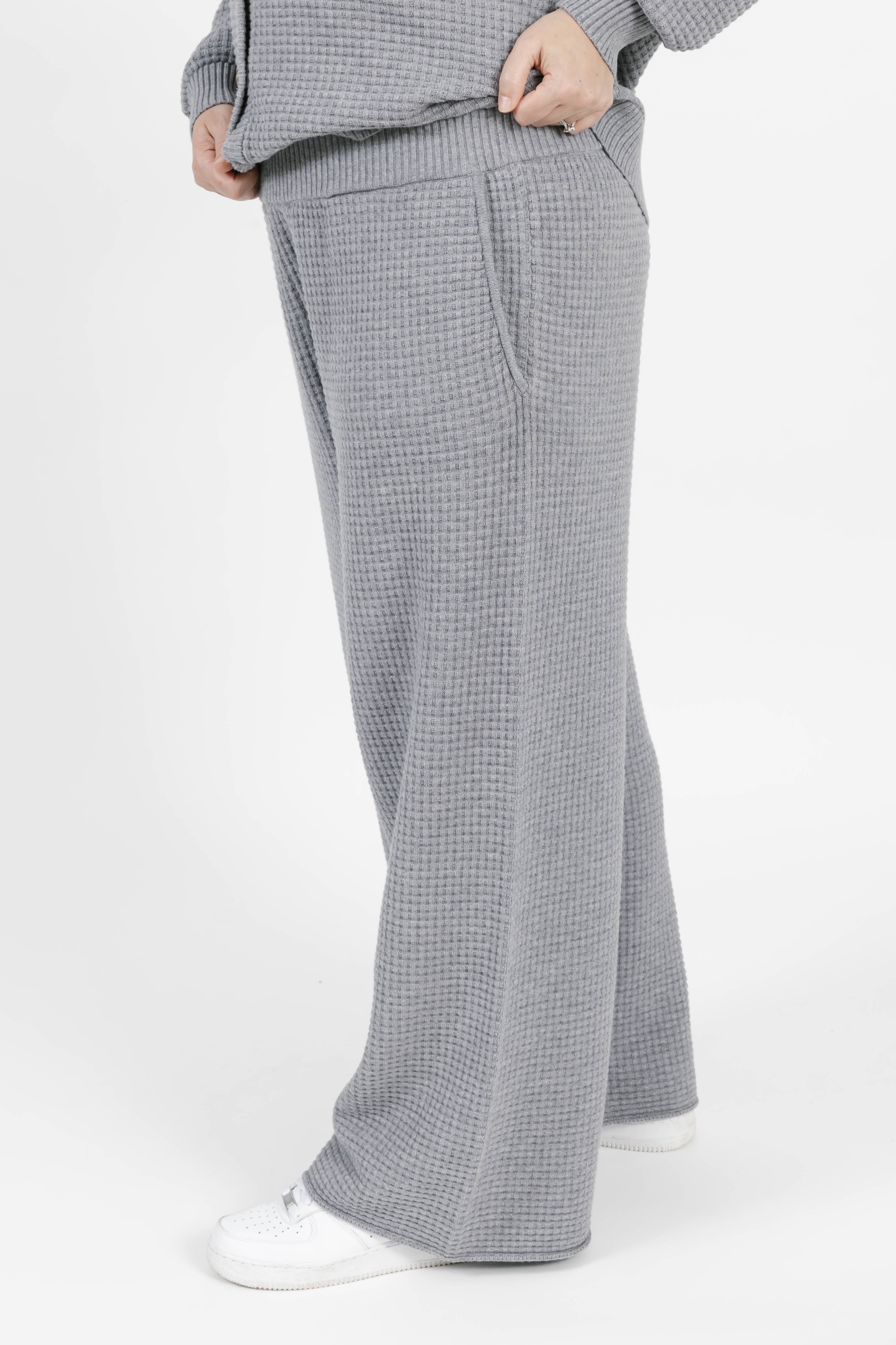 Megan Waffle Pant in Heather Grey