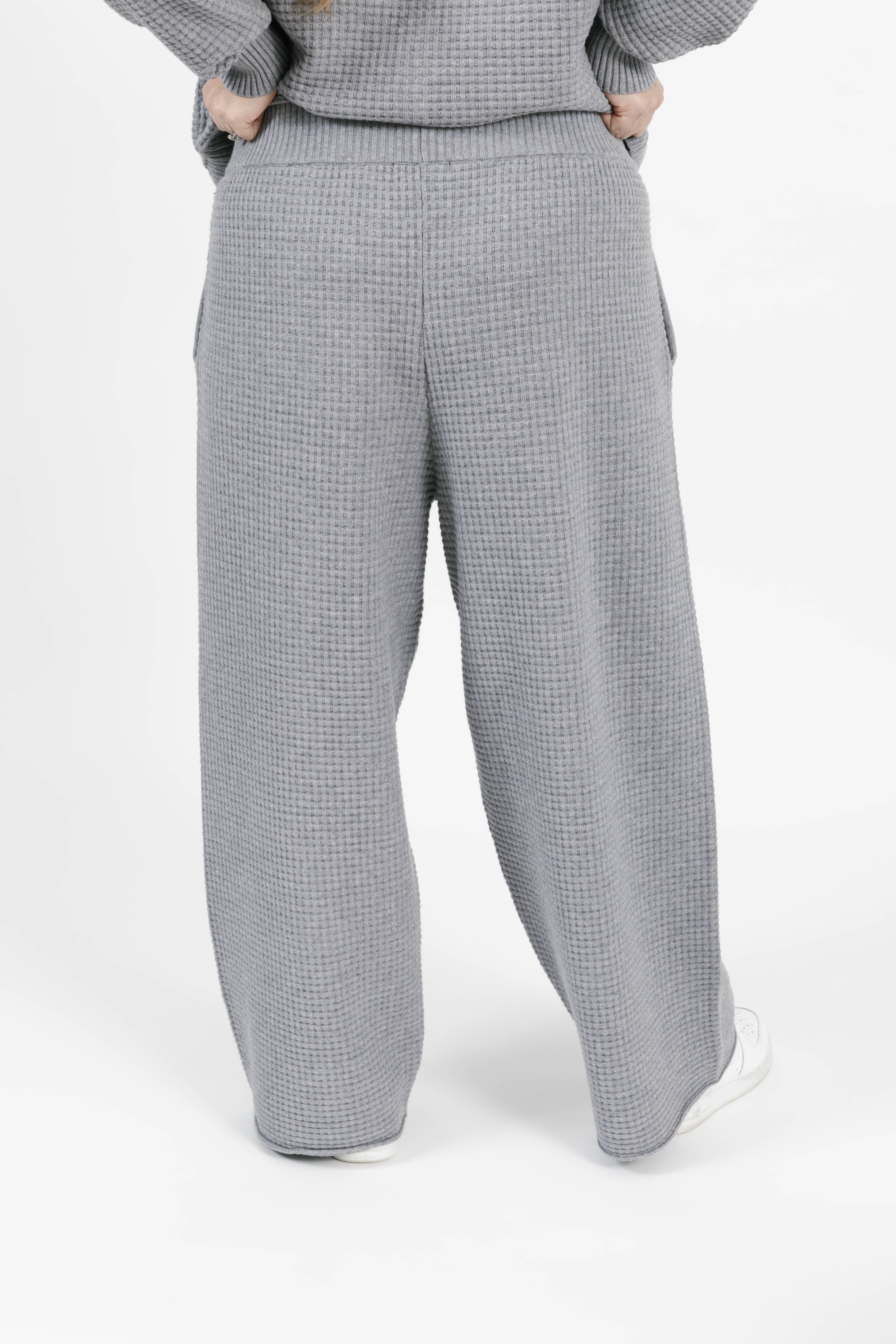 Megan Waffle Pant in Heather Grey