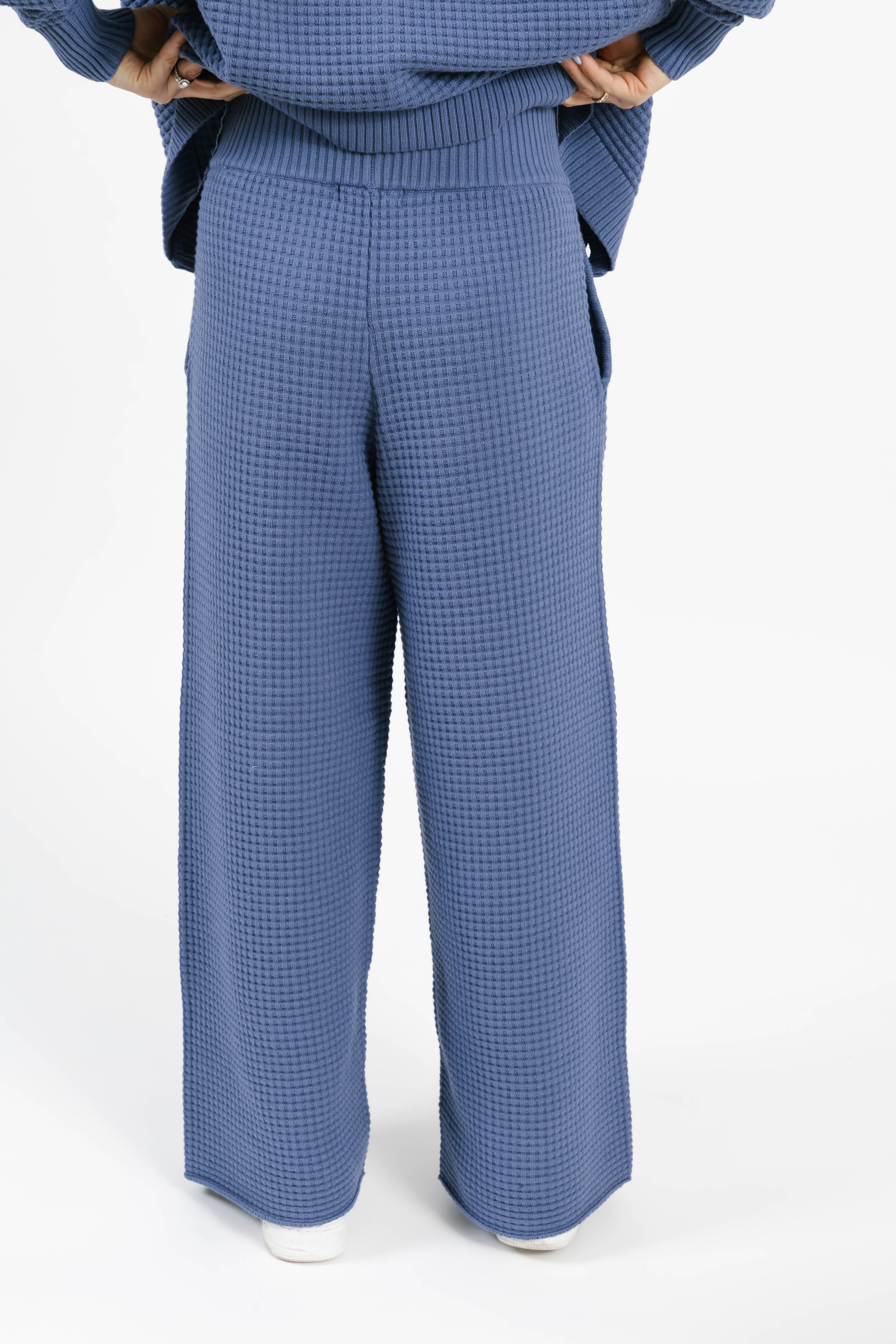 Megan Waffle Pant in Slate Blue