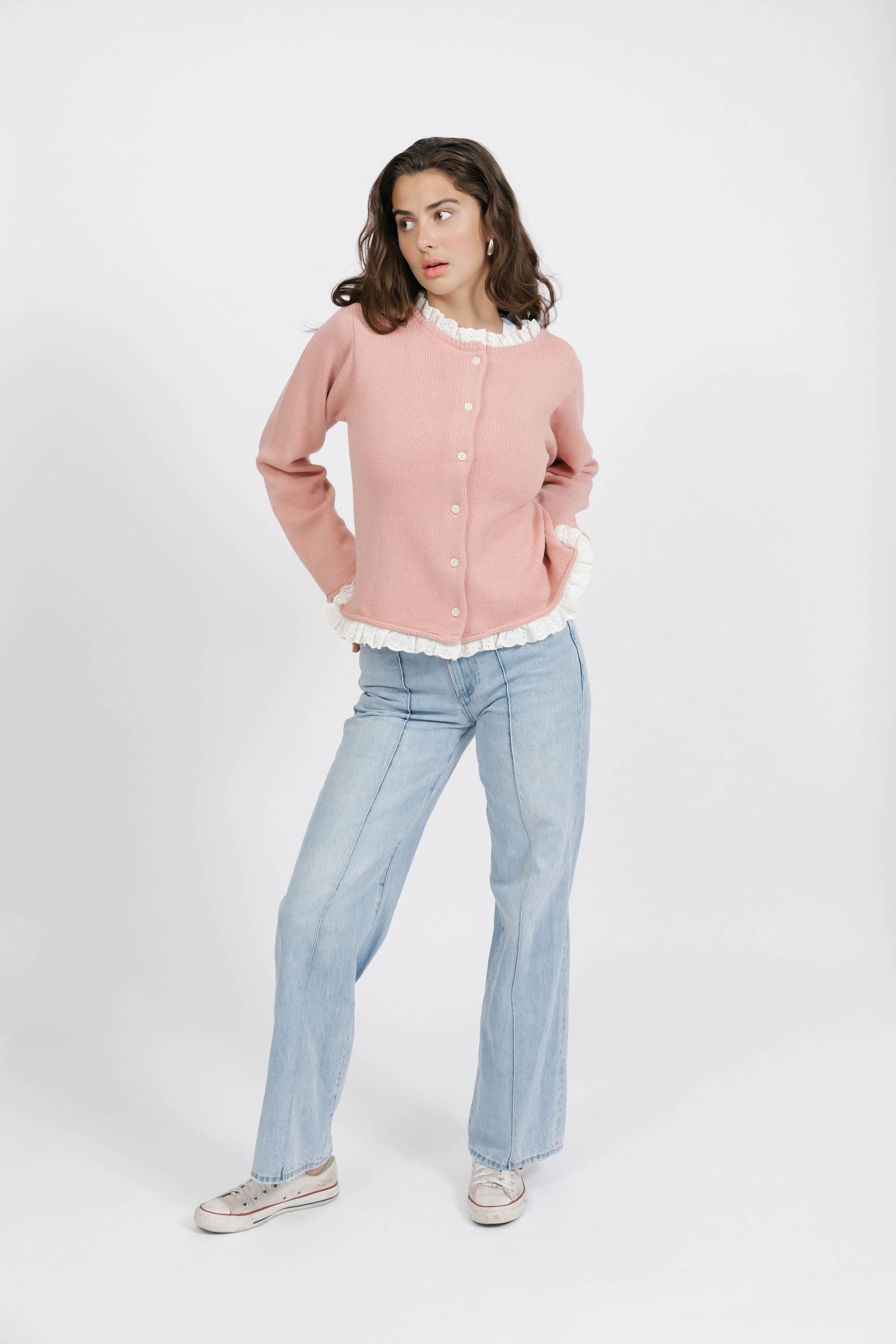 Lacy Cardigan in Dusty Rose